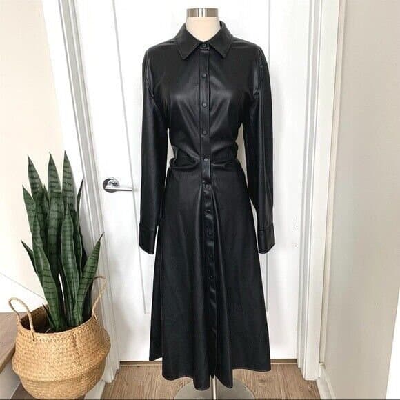 Shirt Collar Dress Sewing Pattern, Everyday Dress, PDF Sewing Patterns/Mid-length leather dress with ruffled sides/SIZES xs---xl - image 3