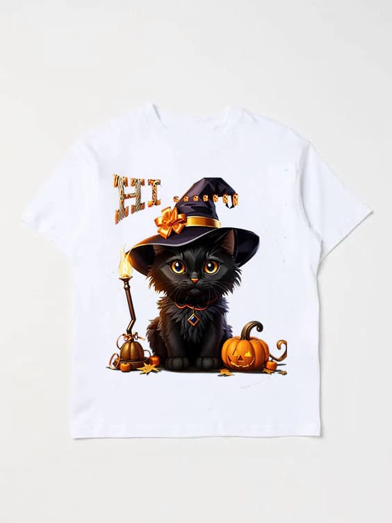 Sticker Halloween :SVG-PNG-JPG , design t-shirt graphic , vector, cute black cat sitting in jack o’lantern, playful style - image 5