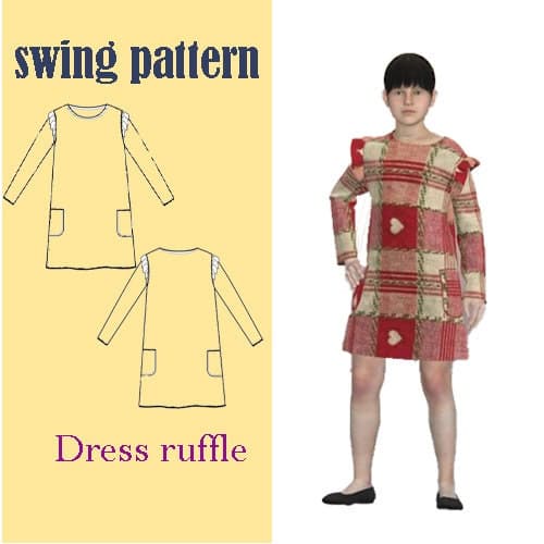 Dress ruffle PDF Sewing Pattern/DIY dress - sewing for children - sizes 4-5 to 13-14 years -
