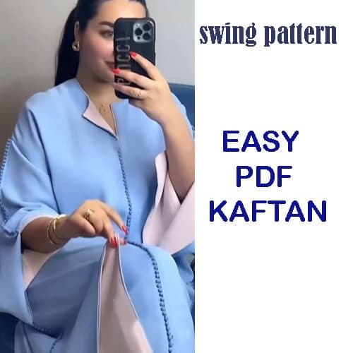 PDF swing pattern-KAFTAN Collection 2024 Morocco/ women's lounge dress /two colors/Traditional/Download with 3 Printable Sizes s-m/l-xl/xxl