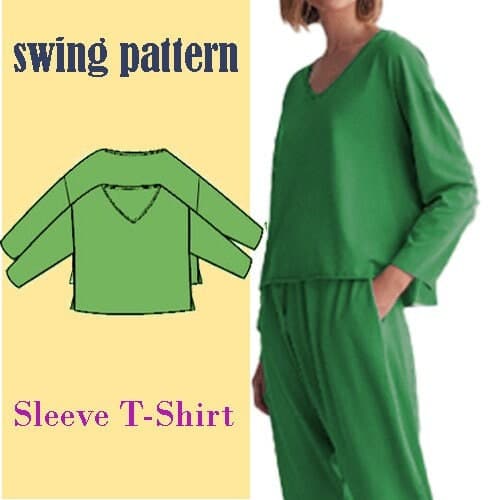 Cotton sleeve T-Shirt pdf Sewing Pattern,Staple T-Shirt Women's | XS-to-XXL | Instant Download | Easy Digital PDF