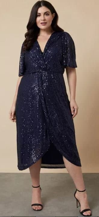 Sequin Twist Wrap Dress pdf sewing pattern/ocassion sequin knotted dress , formalwear above the ankle dress, prom dress /sizes 8---20 uk - image 4