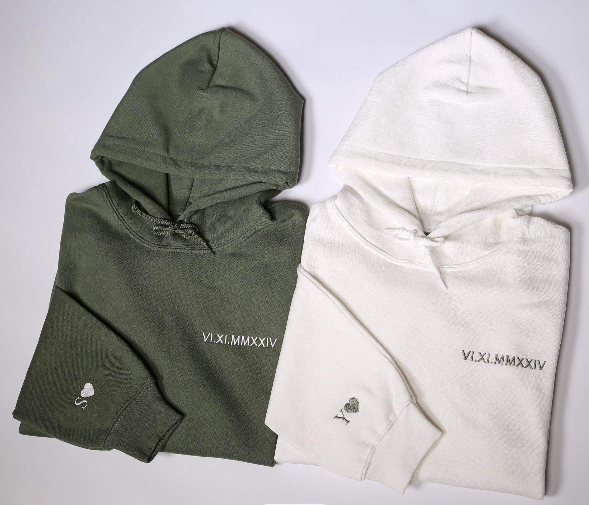Personalisiertes gesticktes Pärchenpullover ,bestickt mit römischen Zahlen, Jahrestag,Hochzeitstag,Geburtstag