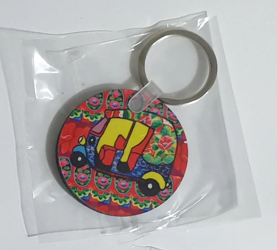 Truck Art Keychain | Hand-Painted Ethnic Keyring | Pakistani Folk Art Accessory | Colorful Handmade Gift | Unique Key Holder | Boho Charm