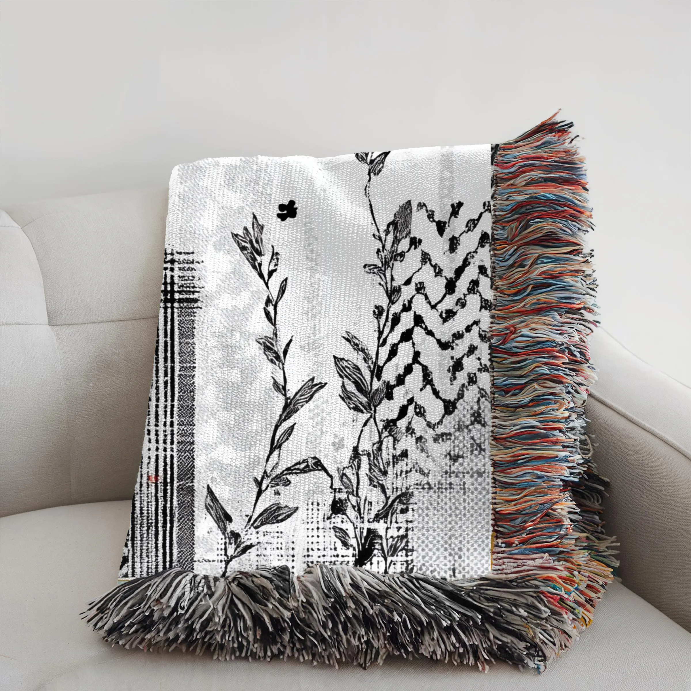 Palestine Blanket - Keffiyeh Throw Blanket, Cozy Couch Blanket, Palestinian Kufiya Blanket, Palestine Poppies Blanket, Palestine Home Decor - image 3