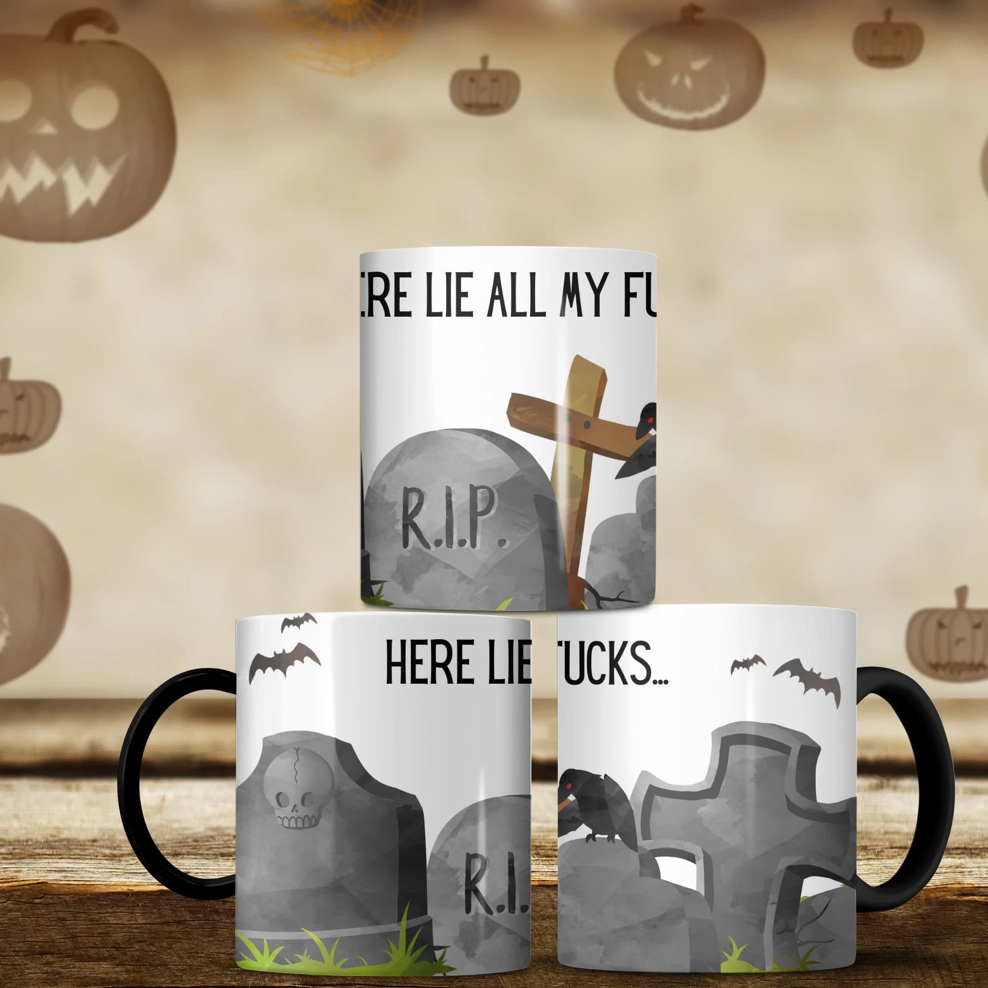 Halloween Graveyard Mug, Funny Adult Humor, White Elephant Gift