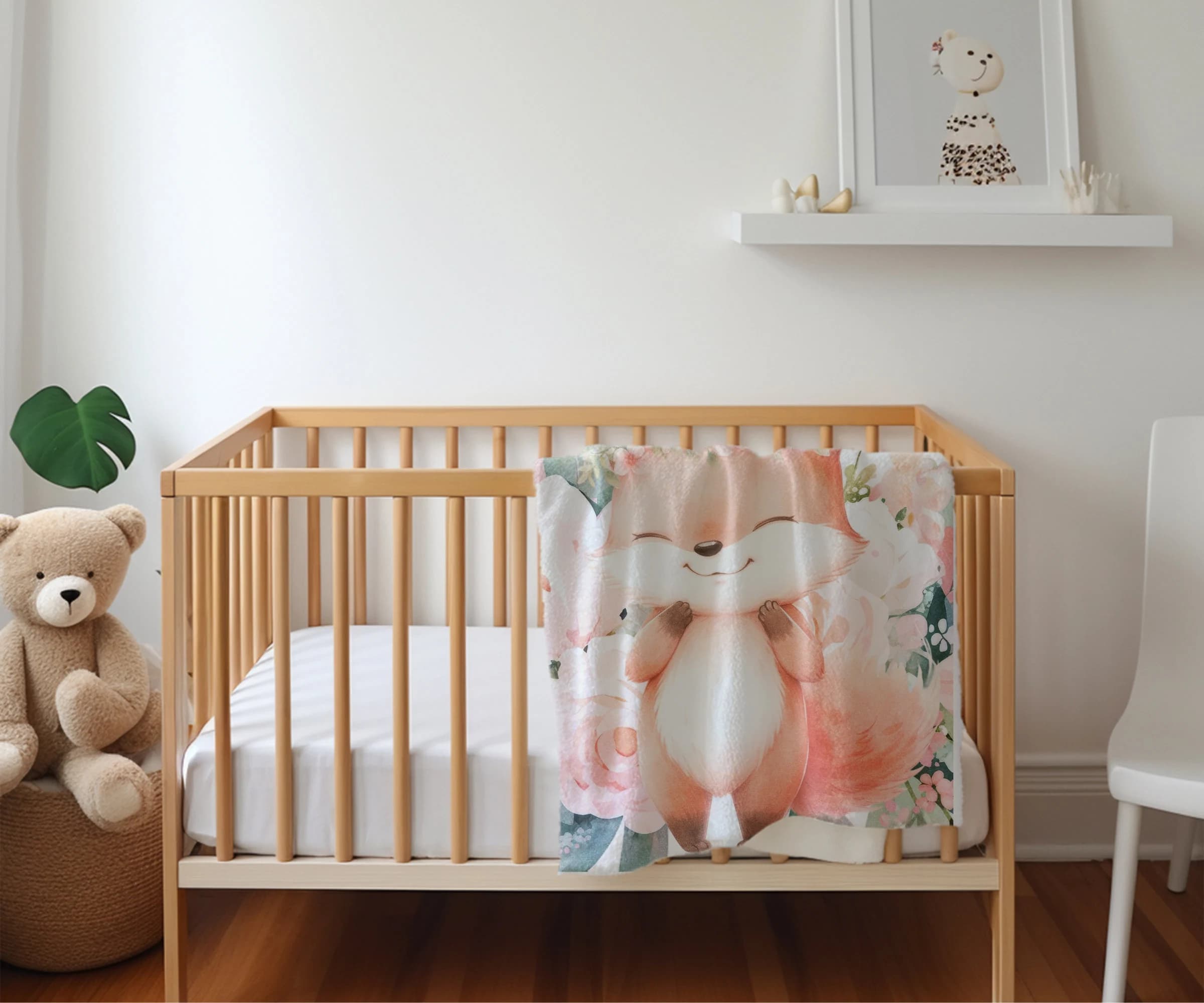 Fox Baby Blanket | Fox Swaddle | Baby Gift | Baby Blankets | Animal Print Fox Blanket, Forest Animal Nursery Decor, Soft Fleece Baby Blanket - image 3