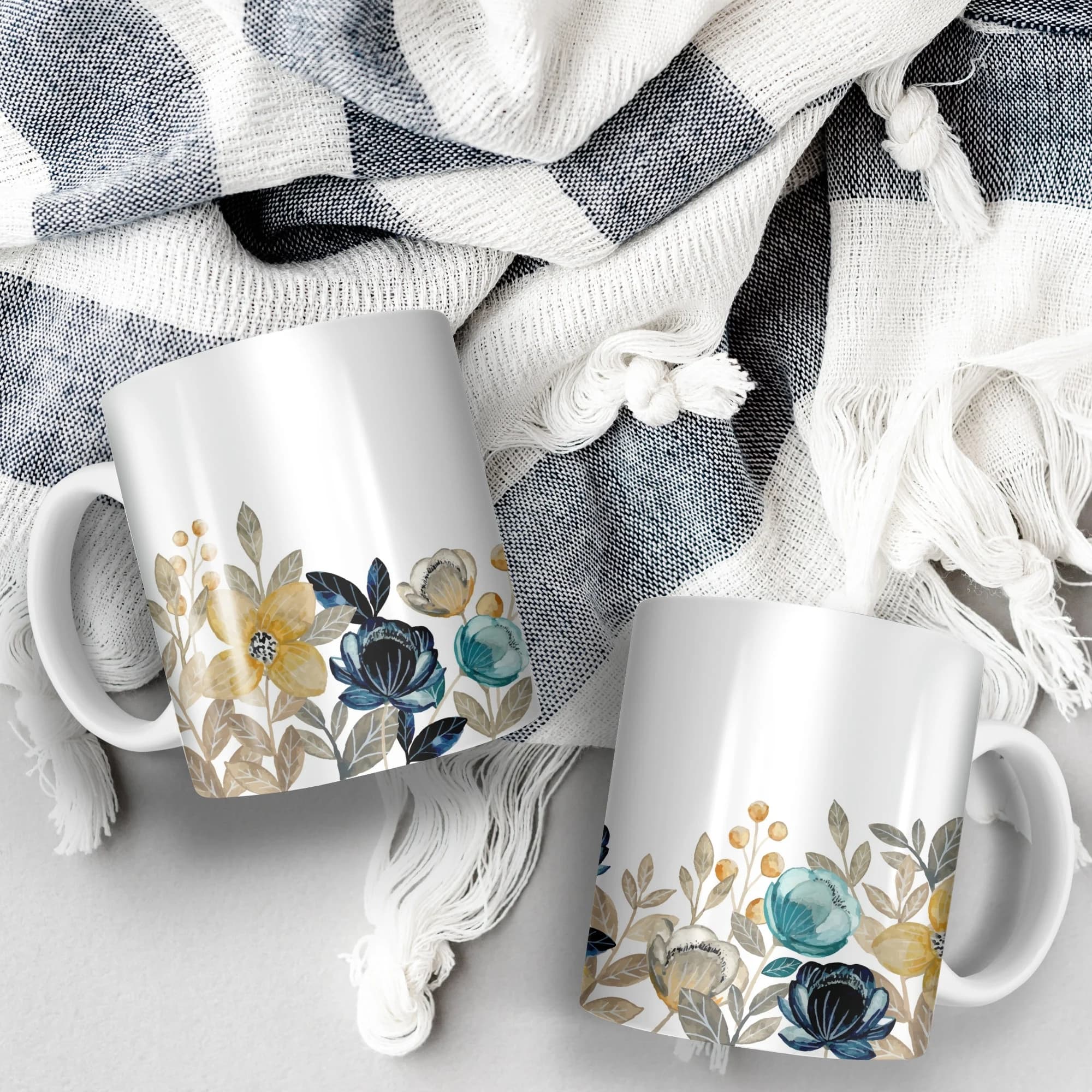 Blue Floral Coffee Mug | Boho Cottagecore Ceramic Mug - image 3
