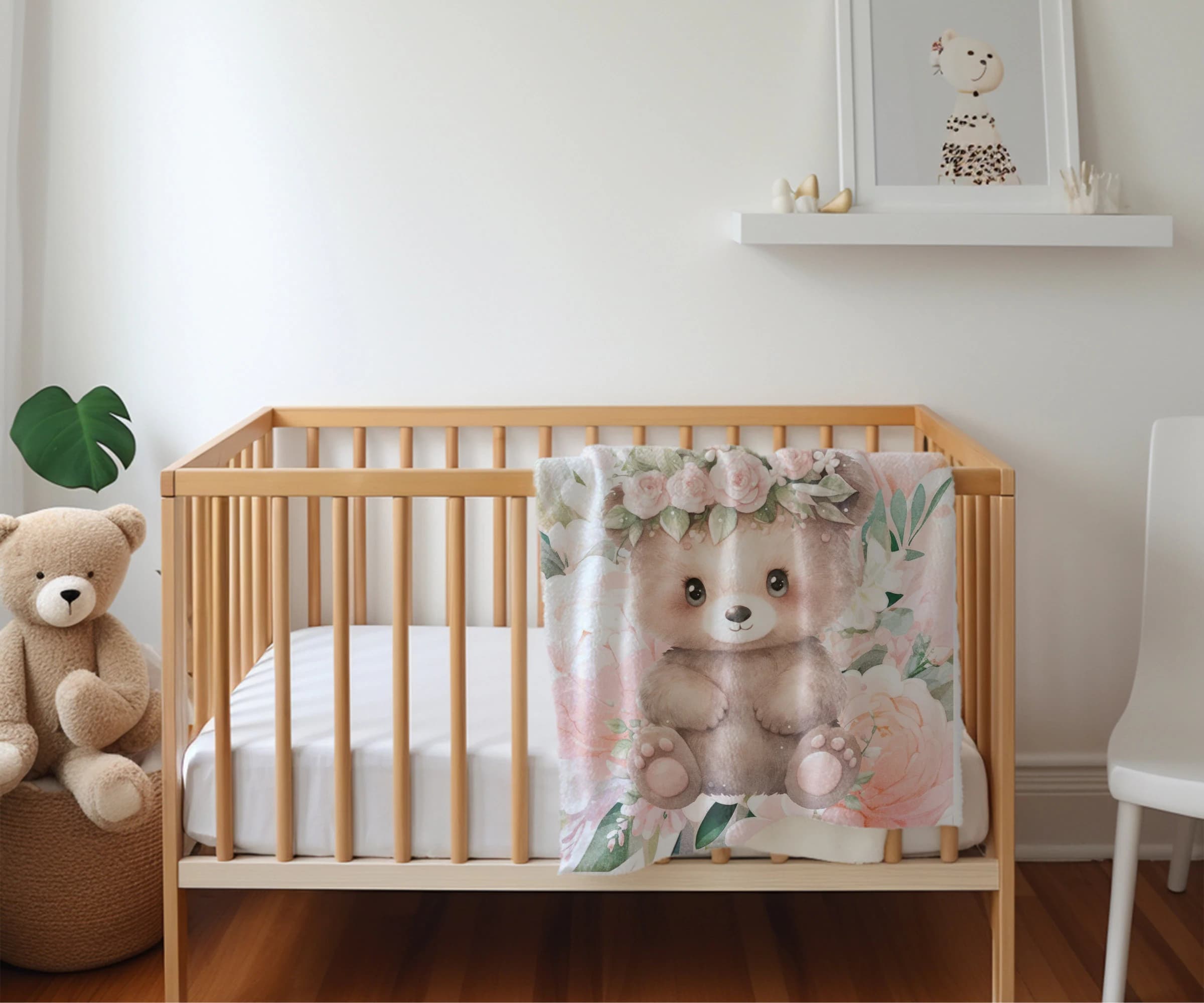 woodland Animal Baby Blanket | Baby Nursery | Baby Shower | Bear Blanket | Bear Nursery | Baby Girl | Newborn Gift, Bear Cub, Forest Animals