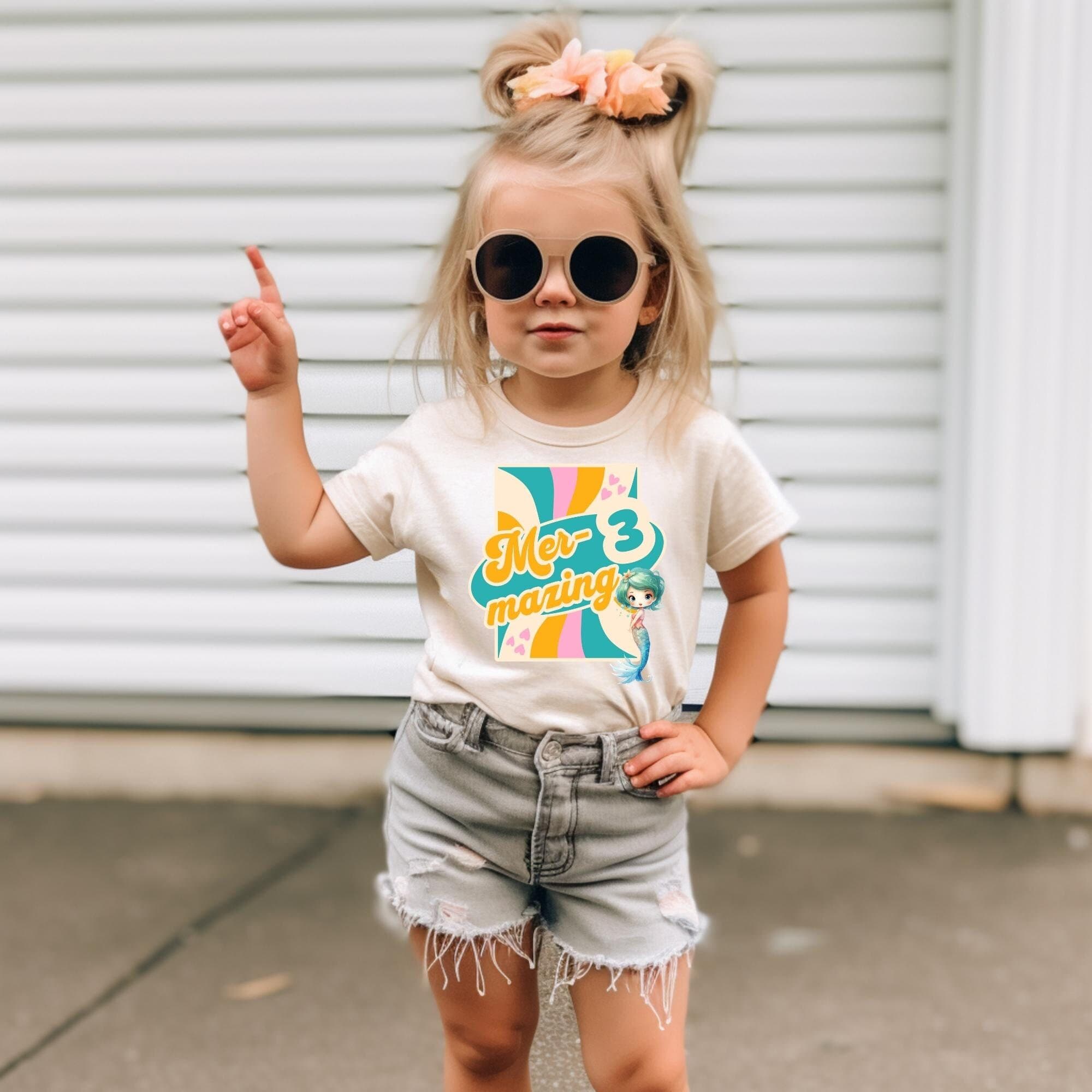 Mermaid Birthday Shirt, Personalizable, Girls, Under the Sea, Ocean Theme Party, Any Age, Mermaid Outfit, Mer-mazing, Turning 3 t-shirt, - image 4