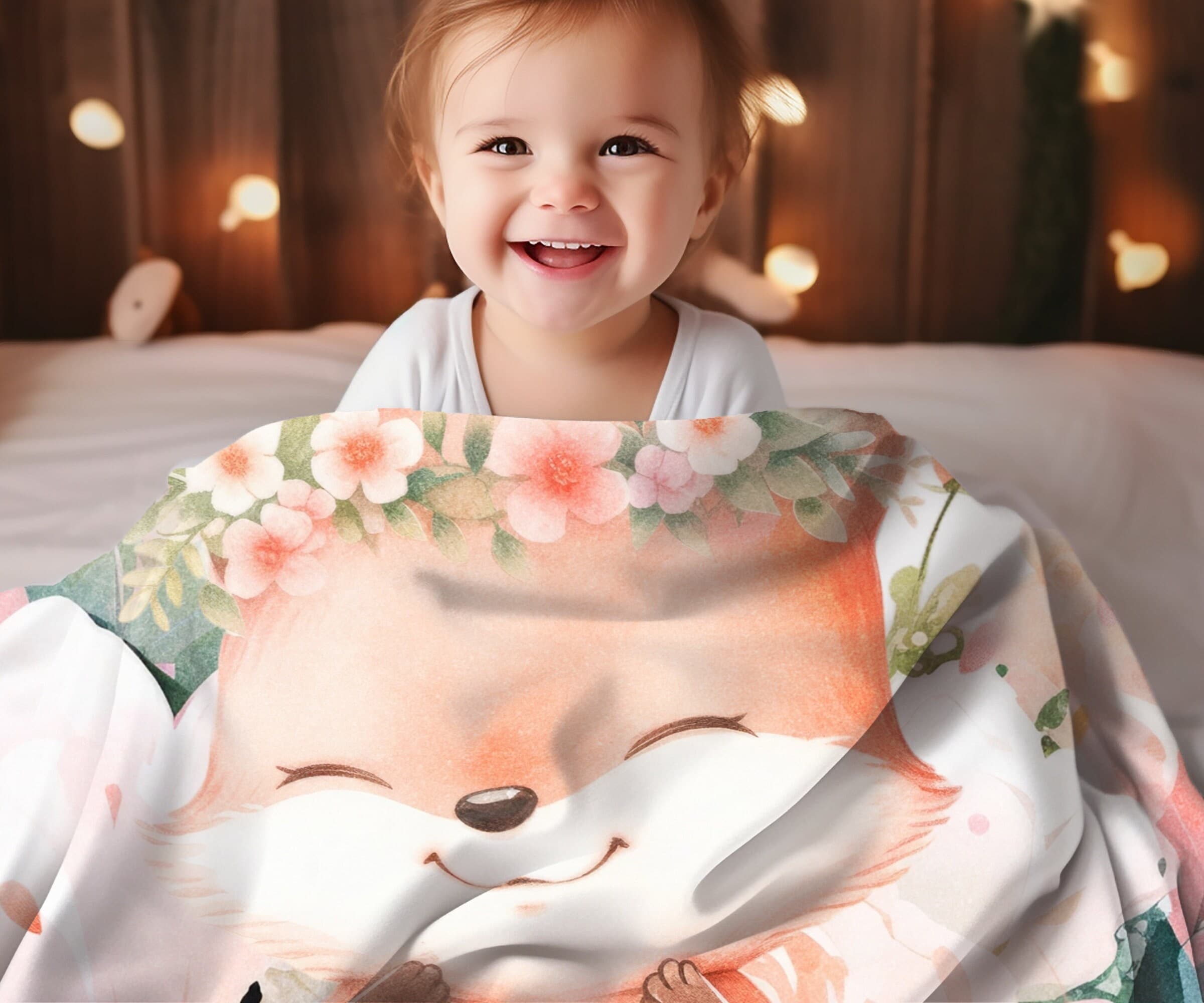 Fox Baby Blanket | Fox Swaddle | Baby Gift | Baby Blankets | Animal Print Fox Blanket, Forest Animal Nursery Decor, Soft Fleece Baby Blanket - image 5