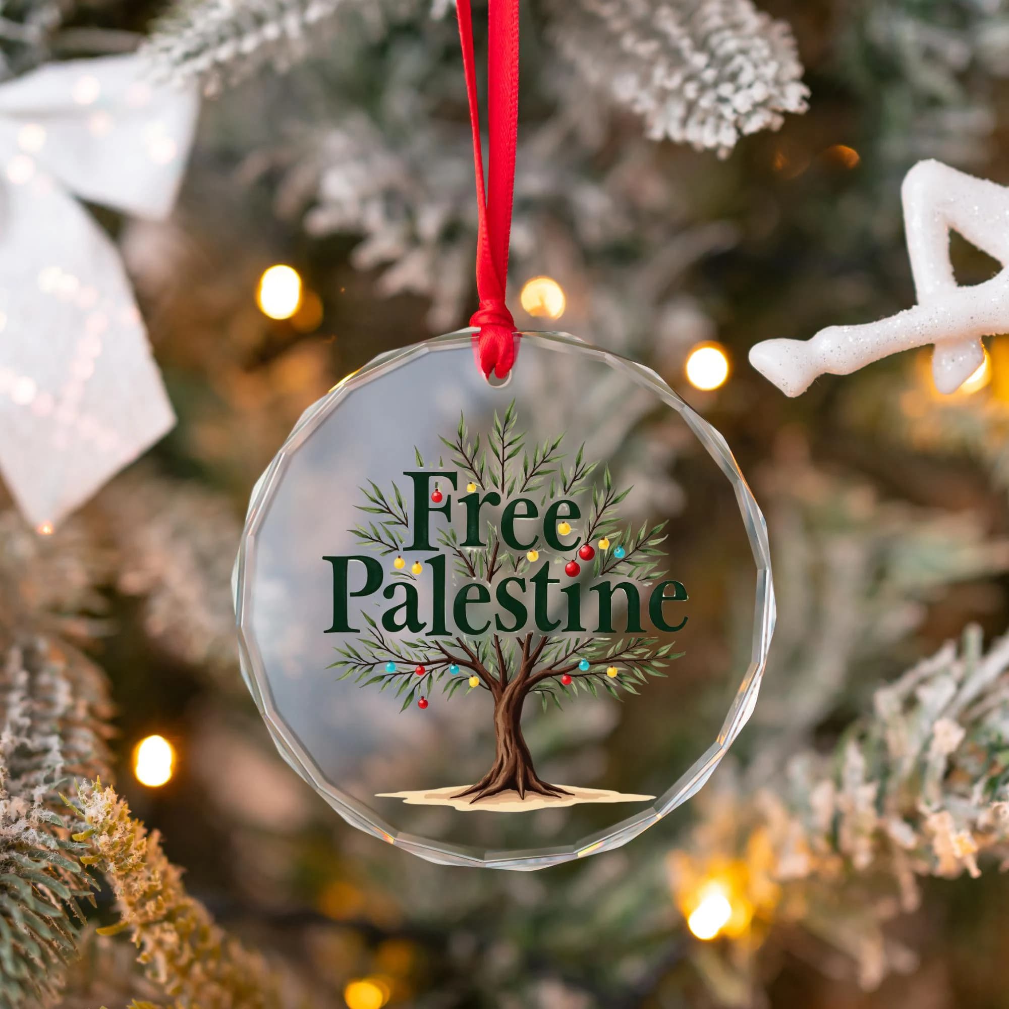 Free Palestine Ornament of Palestine Home Decor Ornament Gifts Round Crystal for Xmas Free Support Palestinian Gift For keffiyeh Palestine - image 5