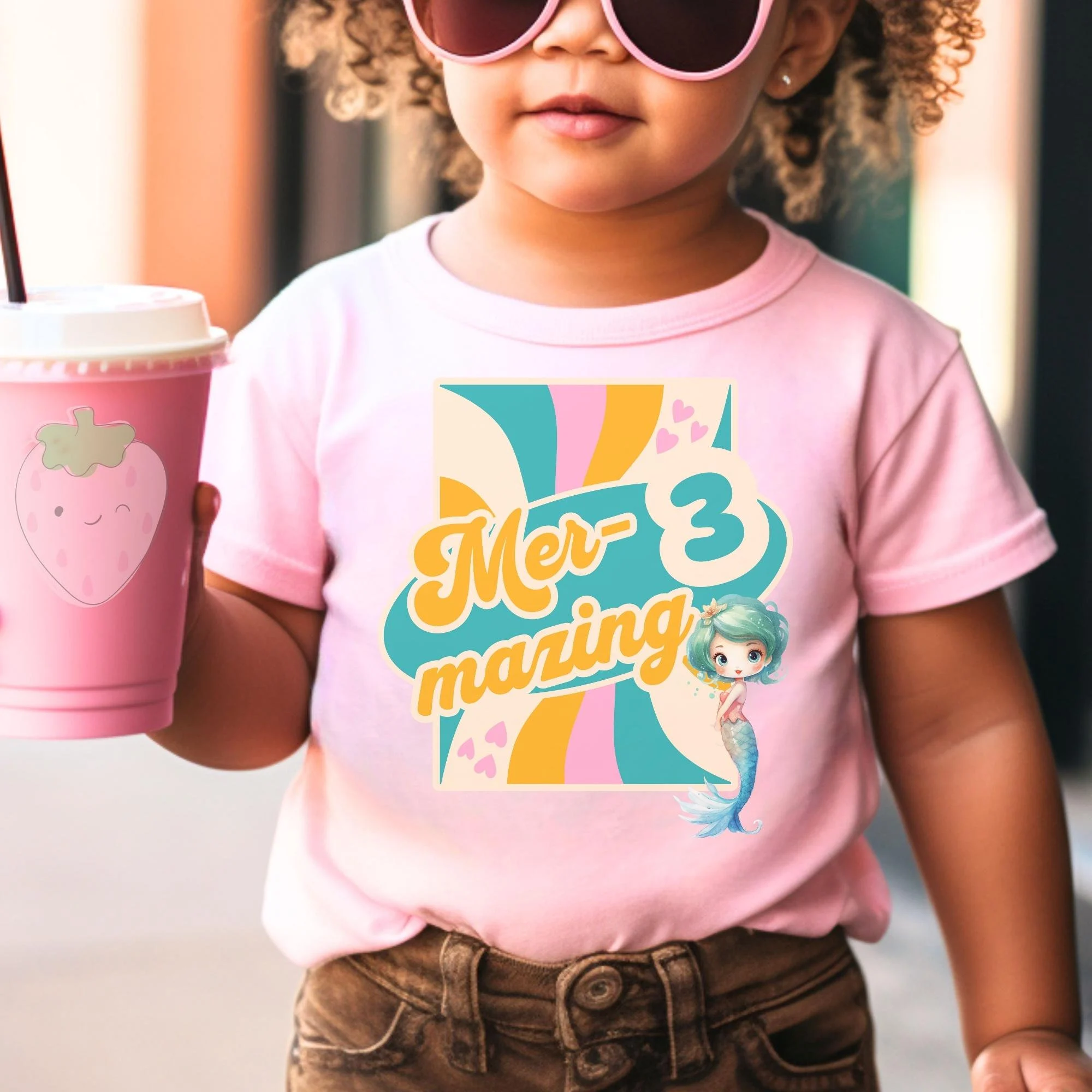 Mermaid Birthday Shirt, Personalizable, Girls, Under the Sea, Ocean Theme Party, Any Age, Mermaid Outfit, Mer-mazing, Turning 3 t-shirt,