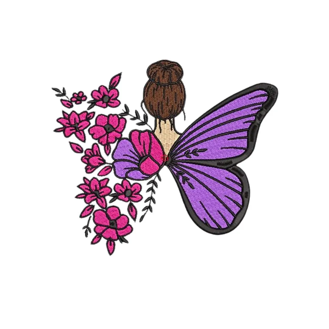 Butterfly Embroidery Design, Floral Girl Embroidery Pattern, Butterfly Girl Embroidery fIle, Girl Kid Embroidery, 4 Sizes, Instant Download.