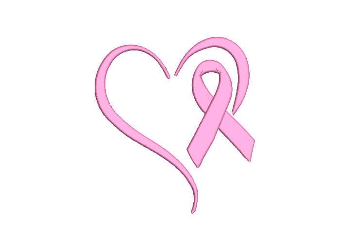 Pink Ribbon Embroidery Design, Cancer Ribbon heart Embroidery Machine, Cancer Awareness Ribbon Embroidery design, Cancer Ribbon Silhouette. - image 3