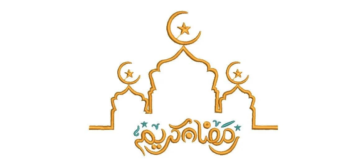 Ramadan Mubarak, Arabic Calligraphy, Mosque, Machine Embroidery Design, Moon, 4 sizes - Instant Download, PES, DST, JEF.