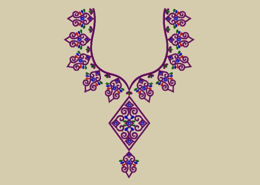 Neckline Embroidery Pattern For Women, Neck Embroidery Design, Dubai Embroidery Neck Design, Machine Embroidery Design, Instant Download.