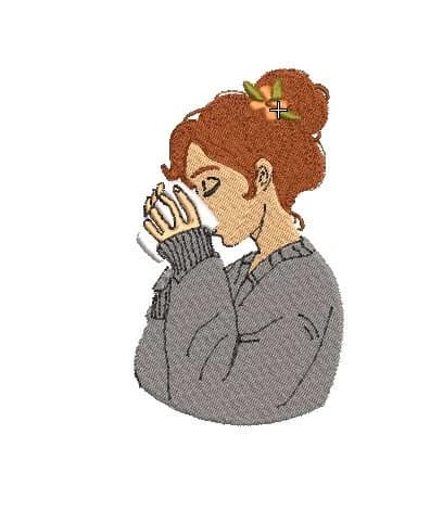 Girl Embroidery Design, Elegent Lady Embroidery Pattern, Lady Winter Embroidery Design Digital Machine, Instant Download.