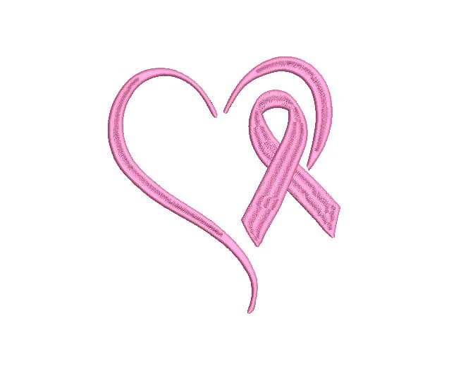 Pink Ribbon Embroidery Design, Cancer Ribbon heart Embroidery Machine, Cancer Awareness Ribbon Embroidery design, Cancer Ribbon Silhouette.