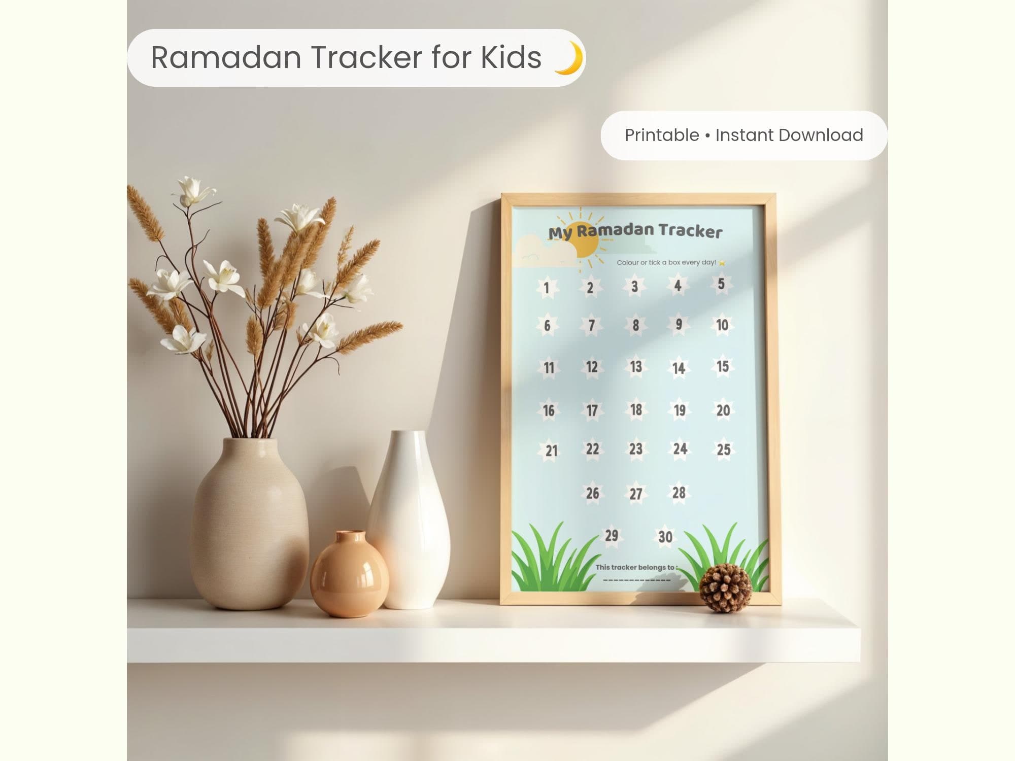 Kids Ramadan Tracker Printable | Islamic Good Deeds Chart (A4 Size Digital Download)