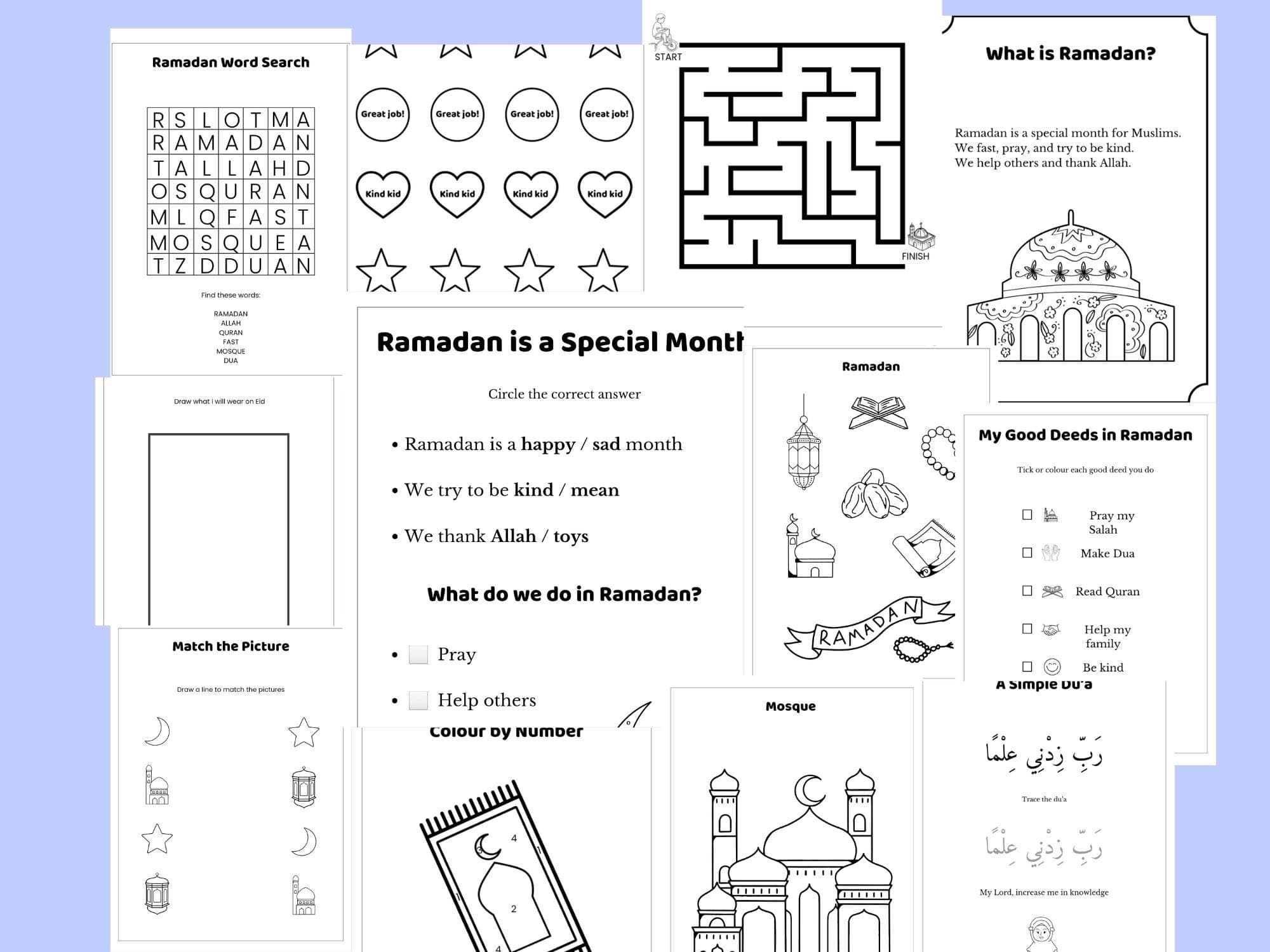 Ramadan Printable Activity Pack for Kids – Games & Coloring Pages (Ages 4-8) (Digital Download) - image 3