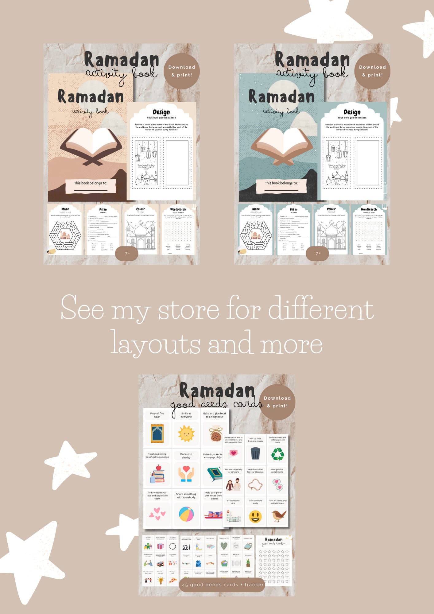 Ramadan activity book for kids 7+, Printable Ramadan pink activitybook - image 5