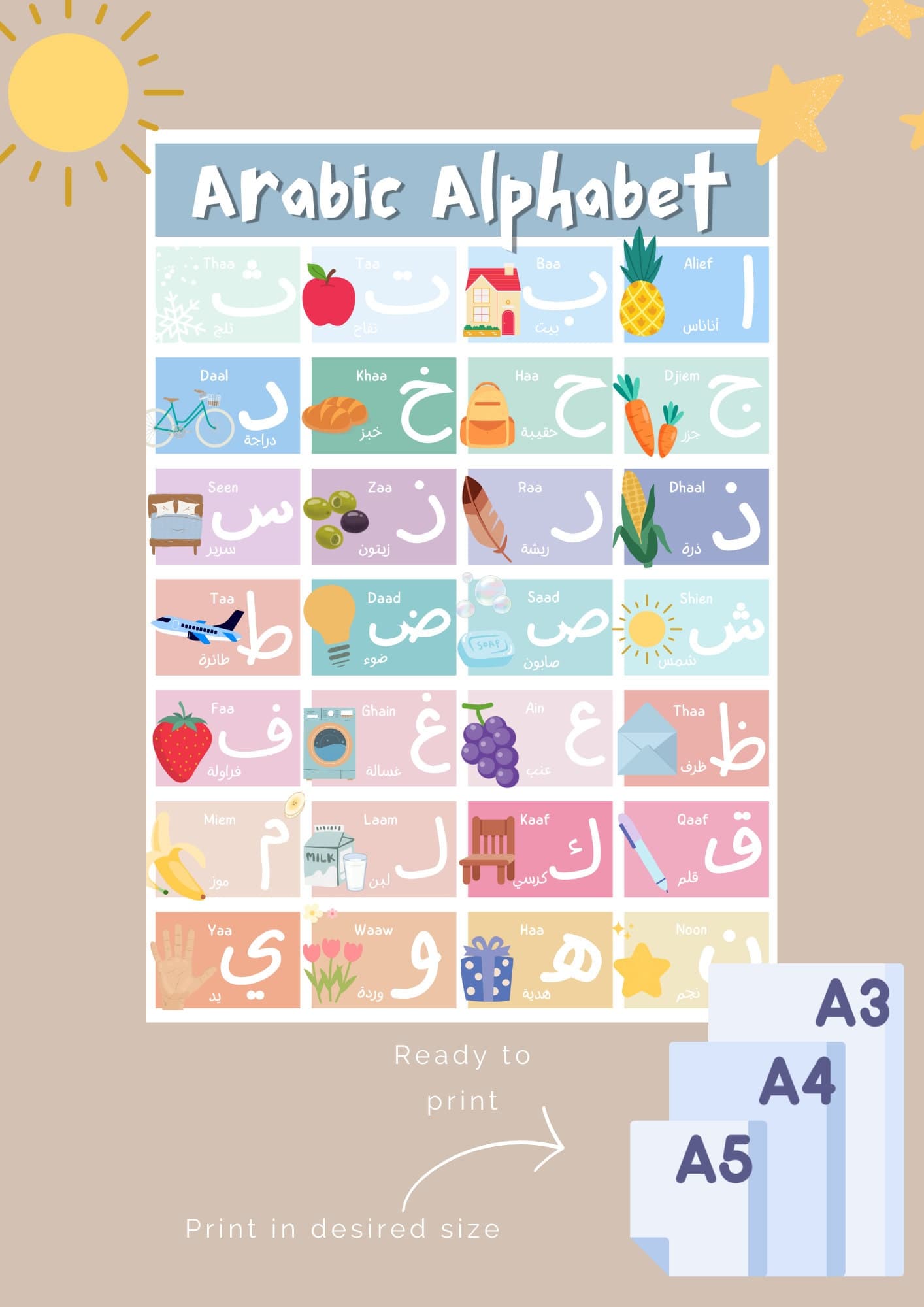 Arabic Alphabet Poster | Kids Educational Print (PDF) - image 3