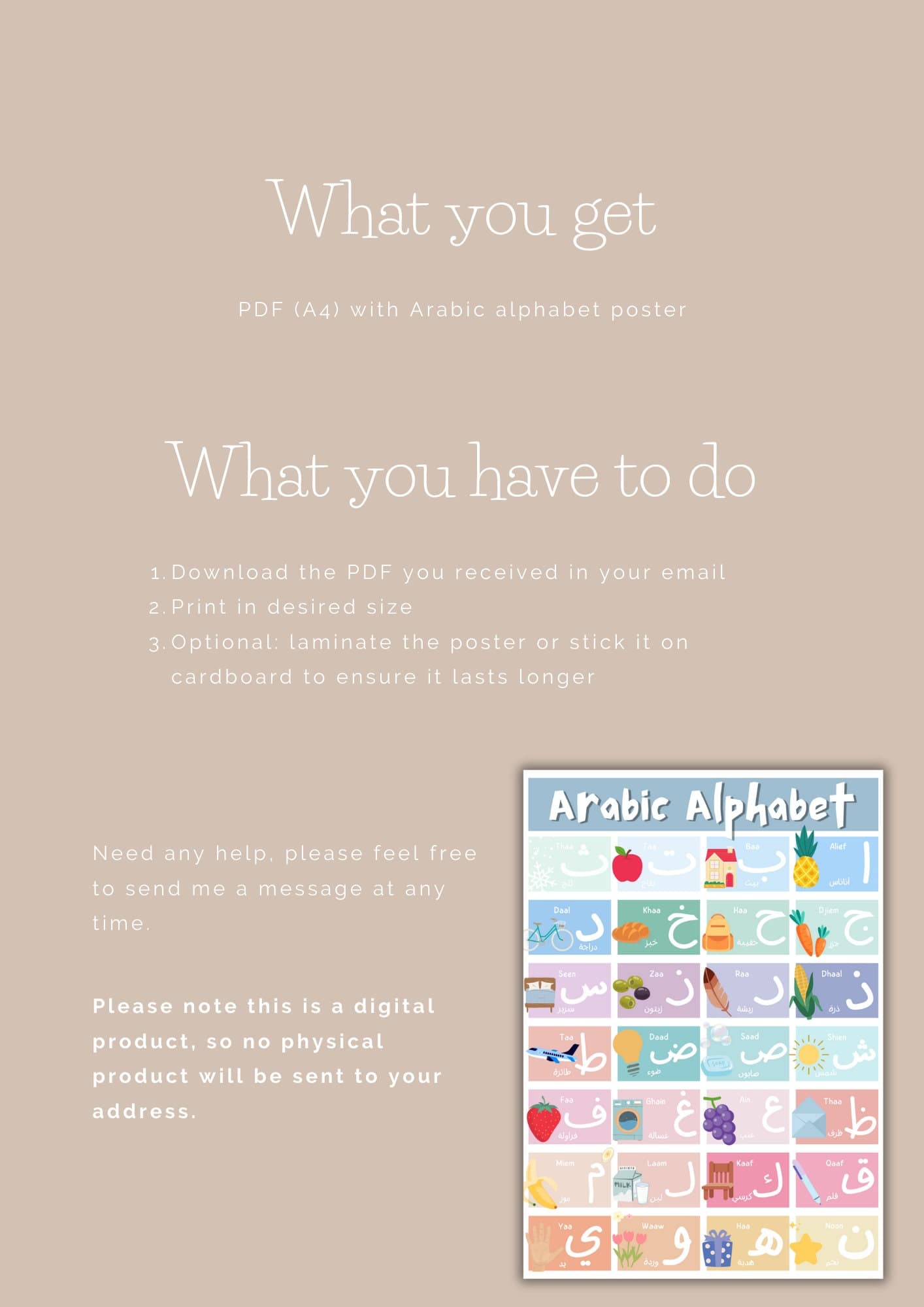 Arabic Alphabet Poster | Kids Educational Print (PDF) - image 4