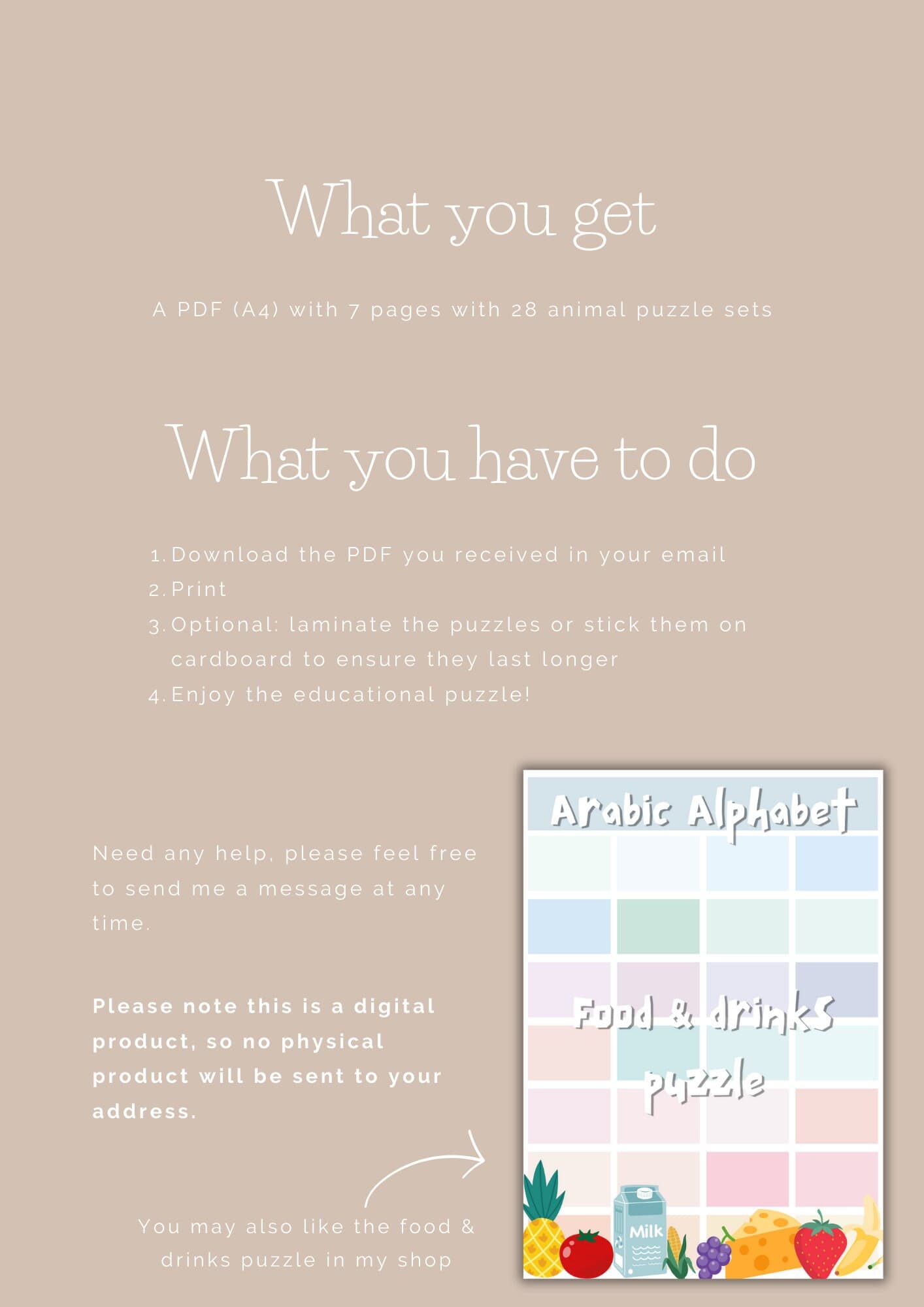 Arabic Alphabet Animal Puzzle | Educational Print (PDF) - image 4