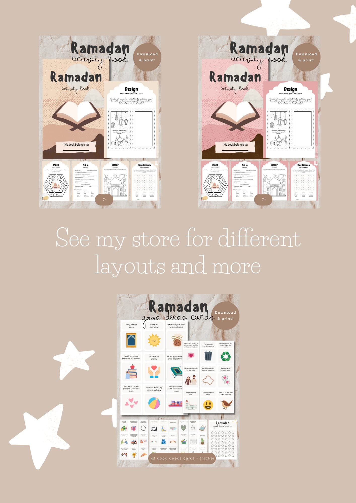 Ramadan activity book for kids 7+, Printable Ramadan activitybook blue - image 5