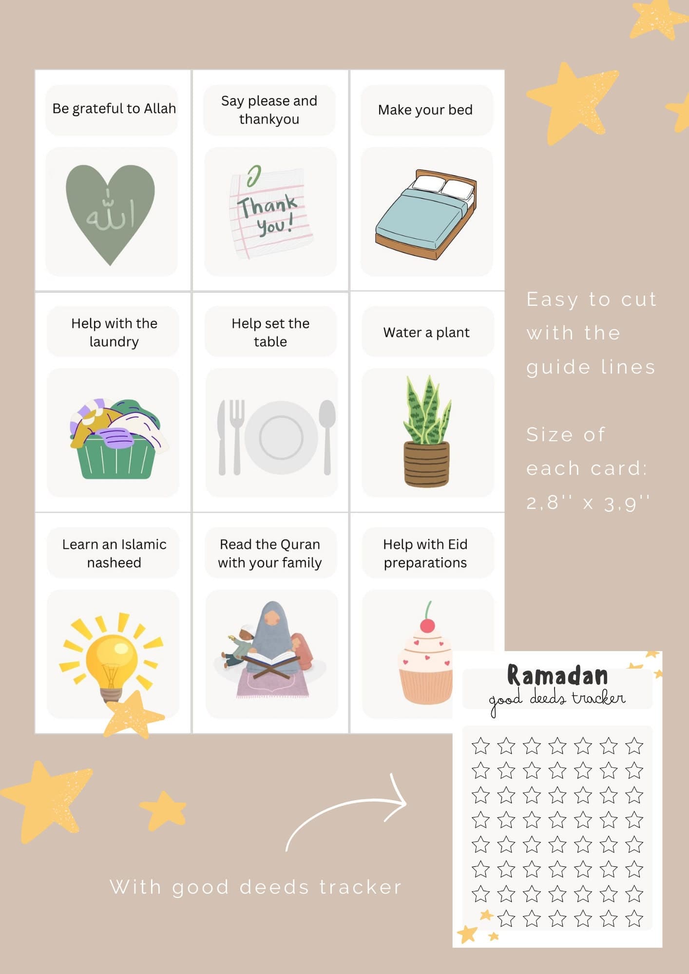 Ramadan Good Deeds Cards, Kids Activities, Muslim Activity (PDF) - image 3