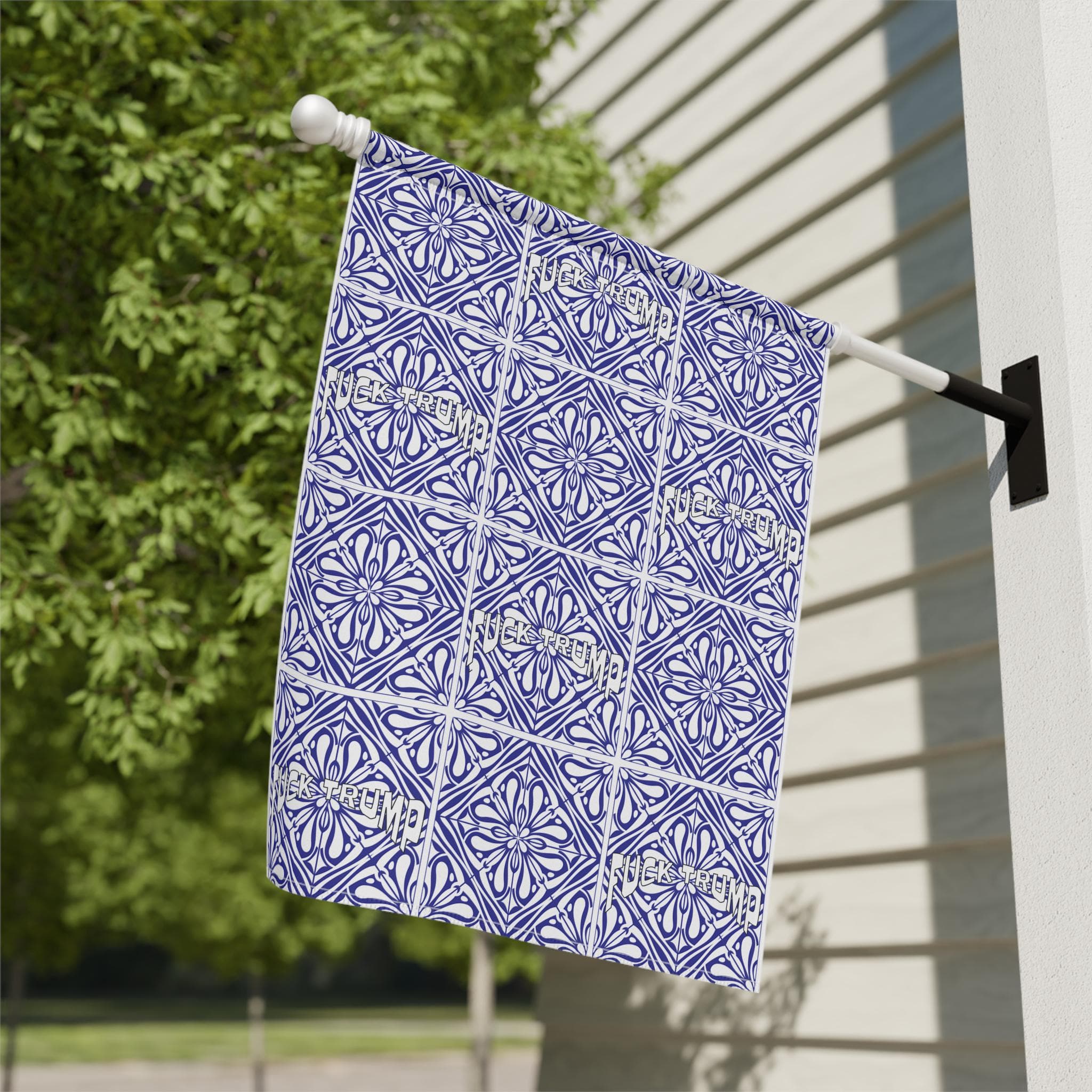 Subtle Fuck Trump House Banner Portuguese Azulejos Tiles, Garden Flag Anti Trump Yard Lawn Decor Patio Art