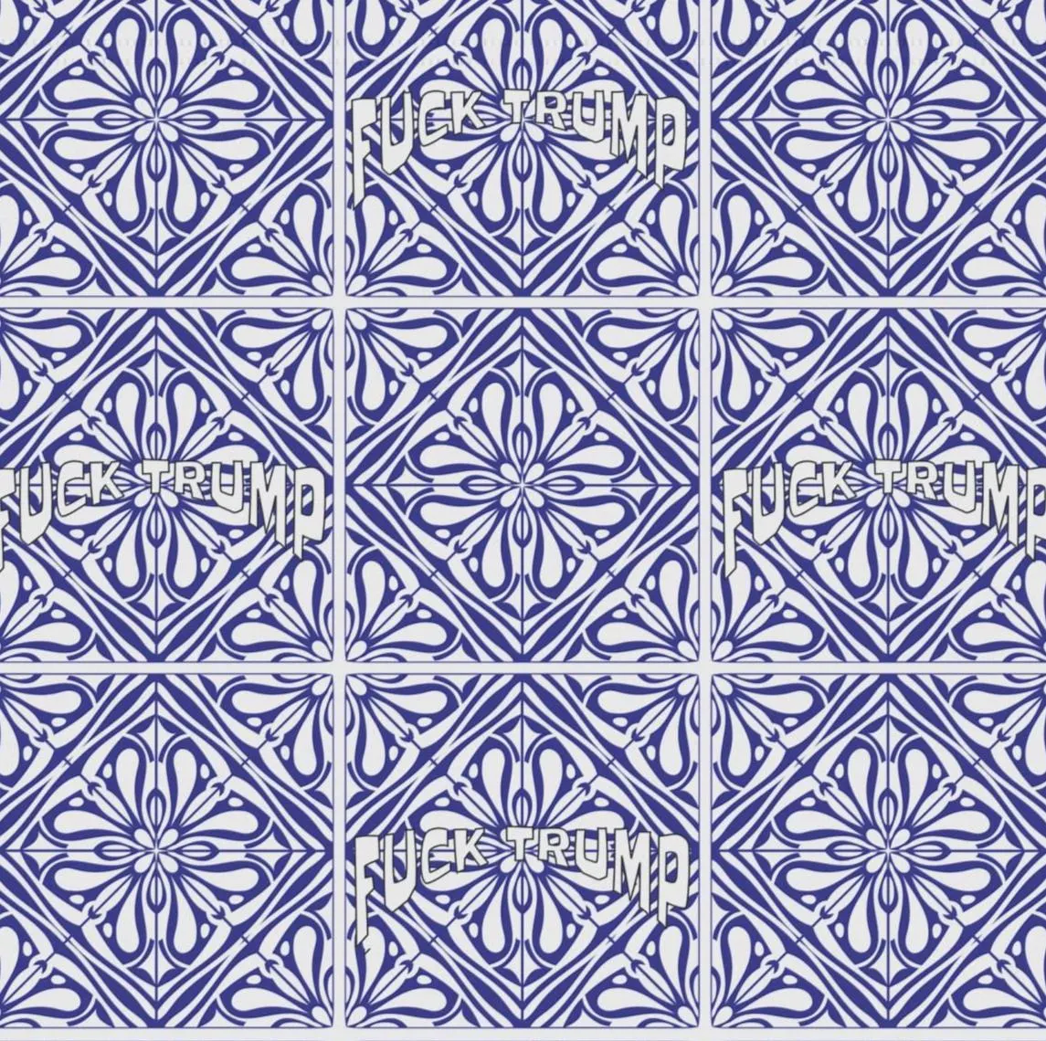 Subtle Fuck Trump House Banner Portuguese Azulejos Tiles, Garden Flag Anti Trump Yard Lawn Decor Patio Art - image 3