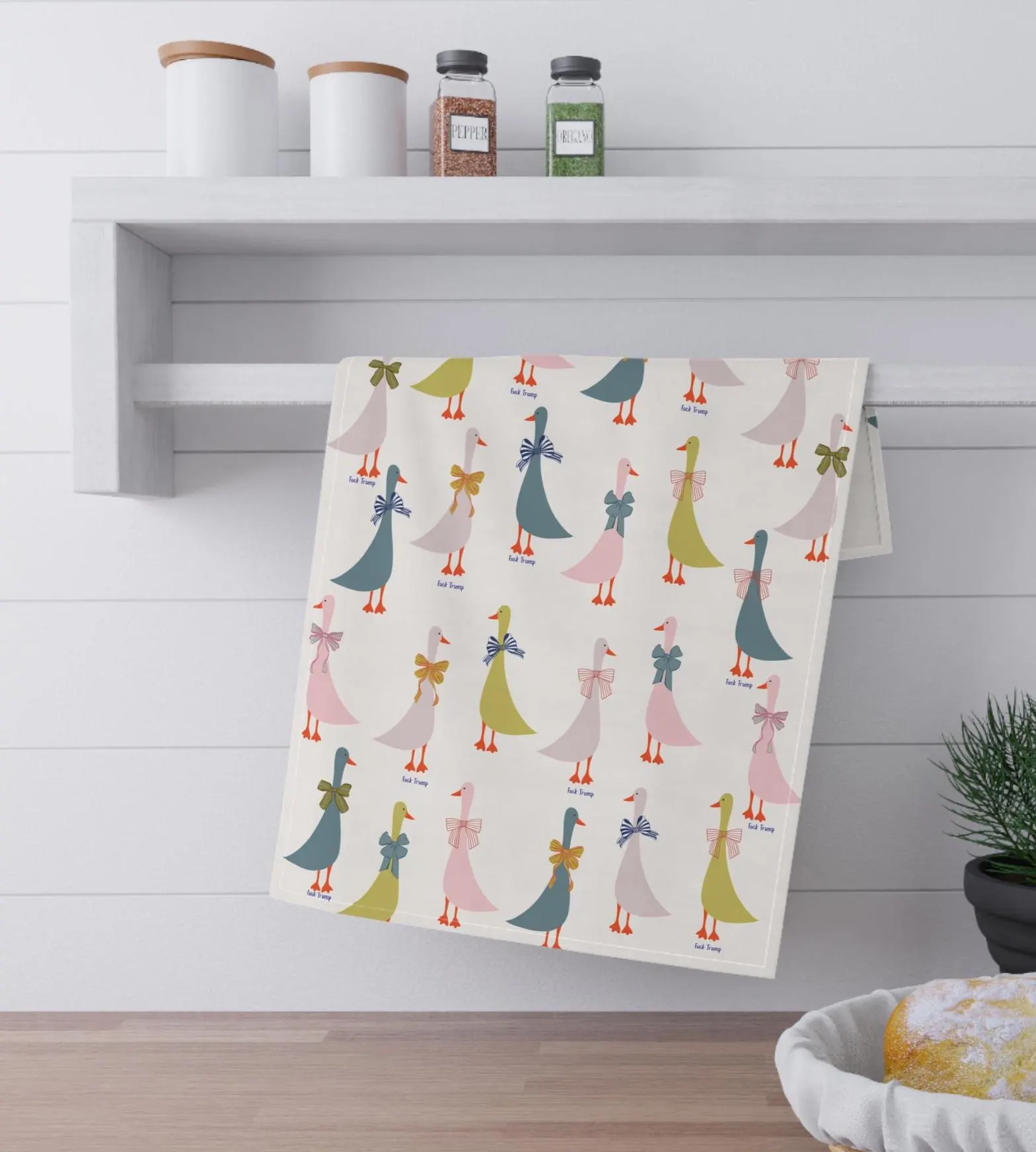 Funny Goose Subtle Fuck Trump Tea Towel Christmas Kitchen Decor Anti Trump Mom Gift Birds Holiday Home Decor Xmas Towel - image 4
