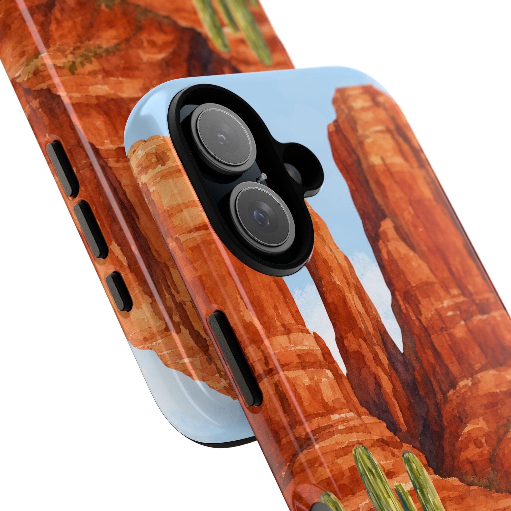 Frog Hiker Desert Cactus Phone Case, Hiking Lover Nature Scenic Watercolor Southwest Gift - image 4