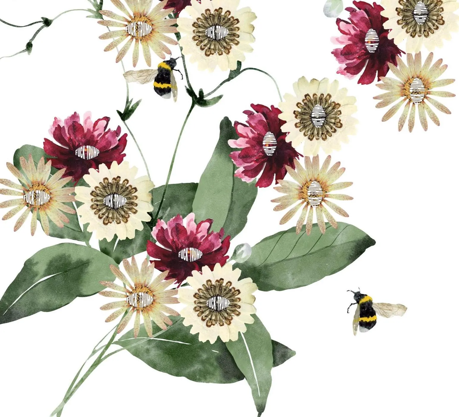 Flowers & Bees Subtle Fuck Trump Table Runner, Anti Trump Home Hosting Dinner Decor - image 3