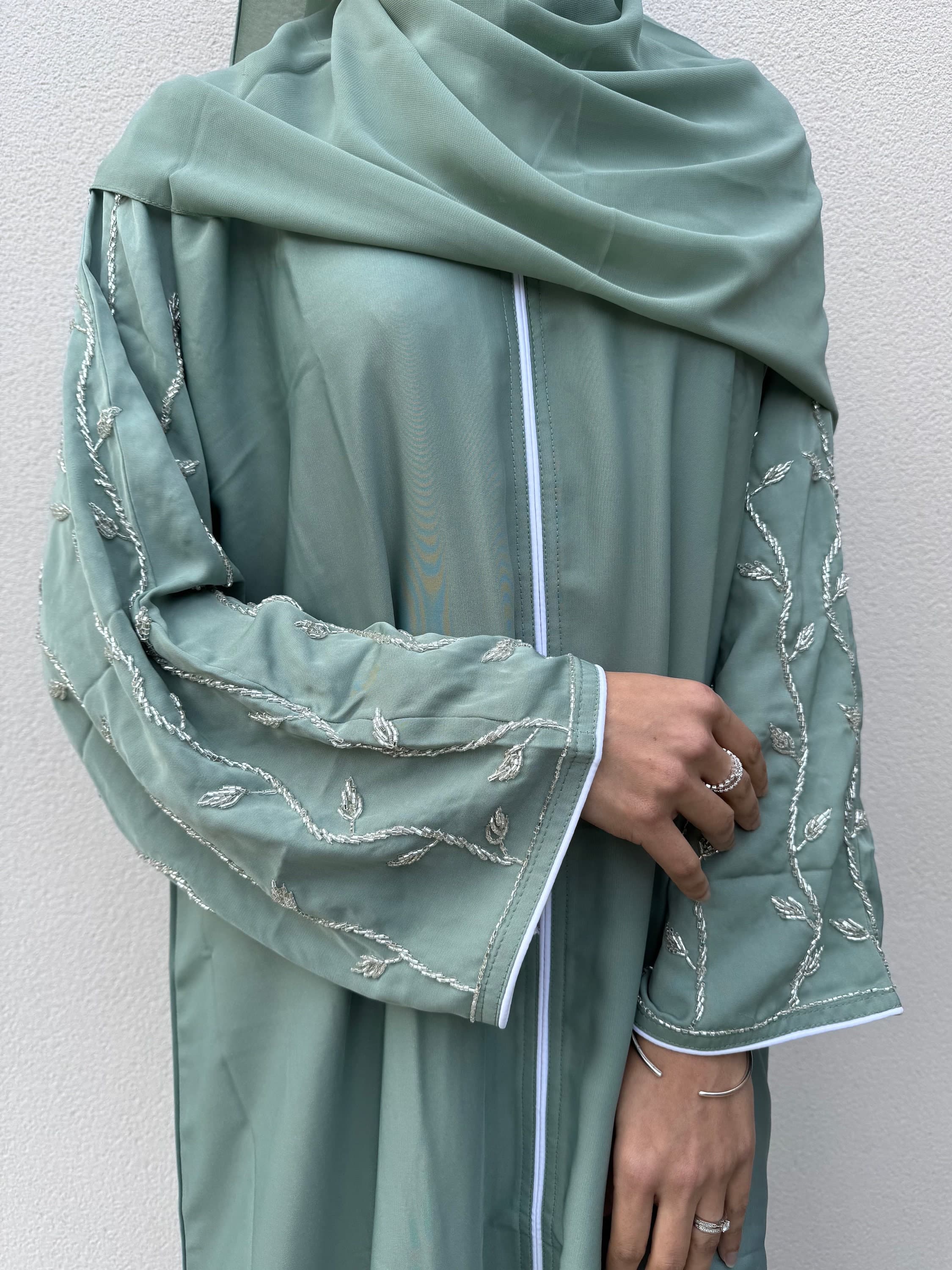 Rahma Handwork Closed Abaya with Scarf - image 4