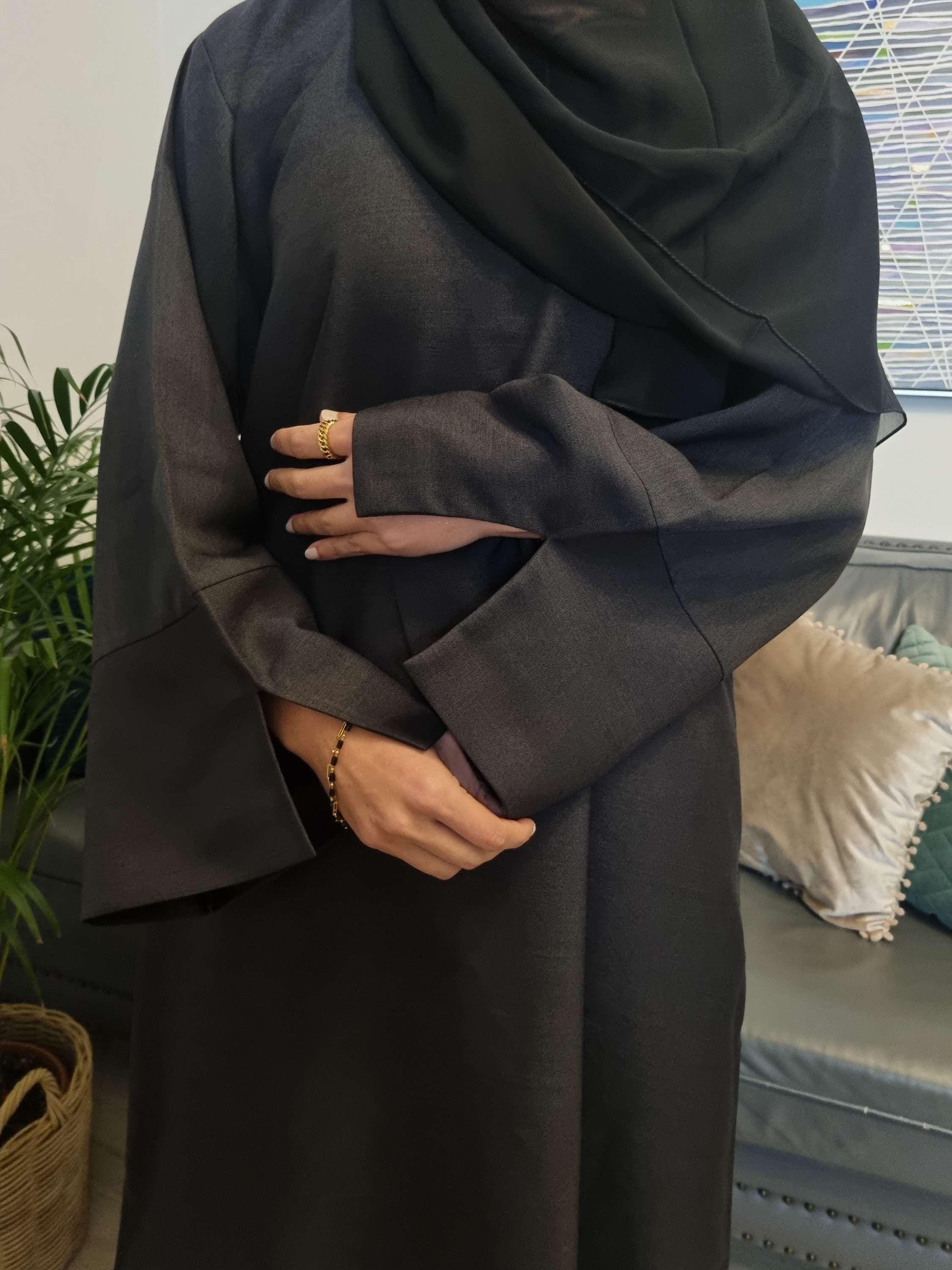 Linen Closed Abaya with Matching Scarf– Modest Long Dress for Women | Elegant Umrah & Everyday Wear - image 4