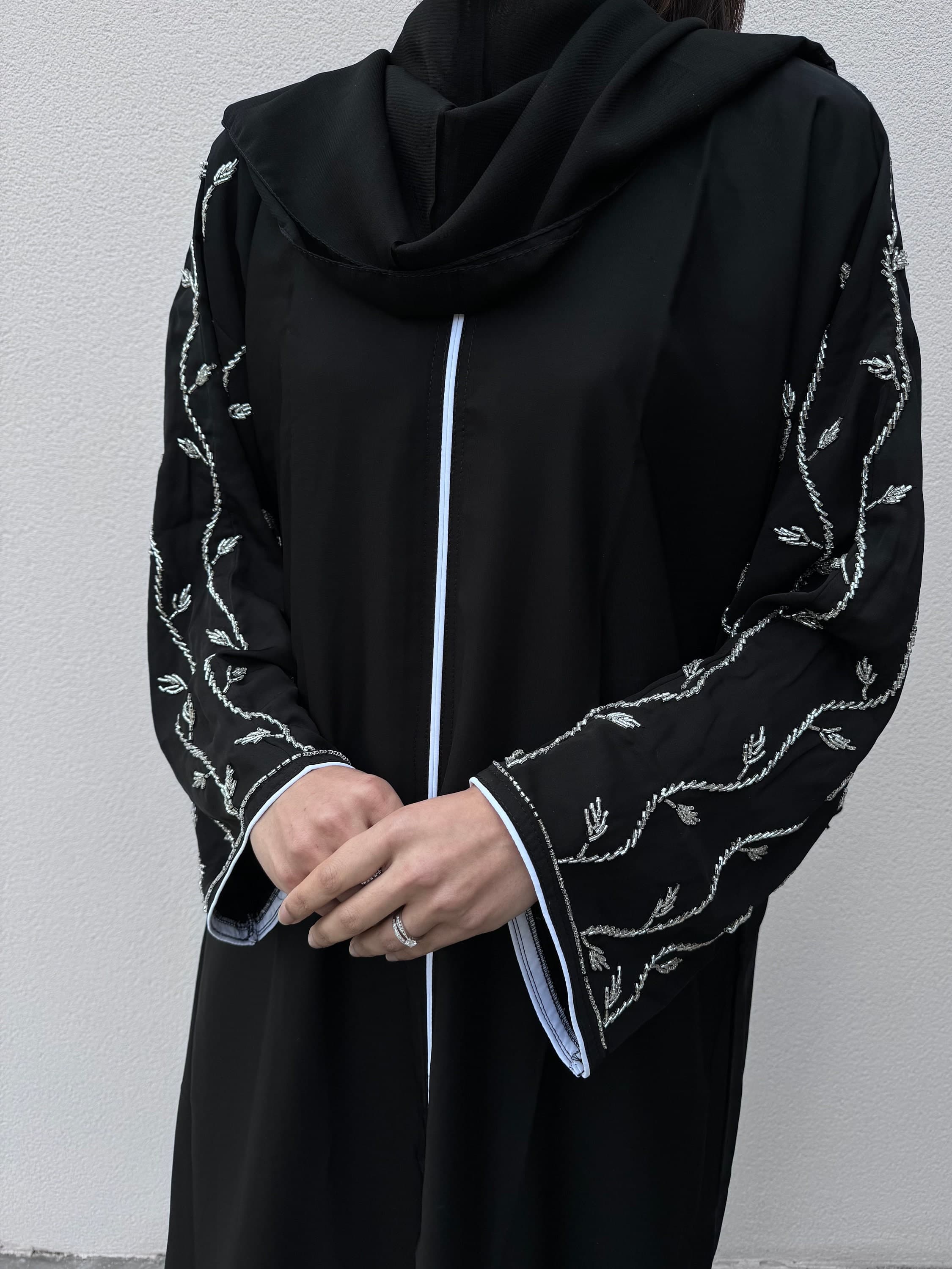 Rahma Handwork Closed Abaya with Scarf - image 5