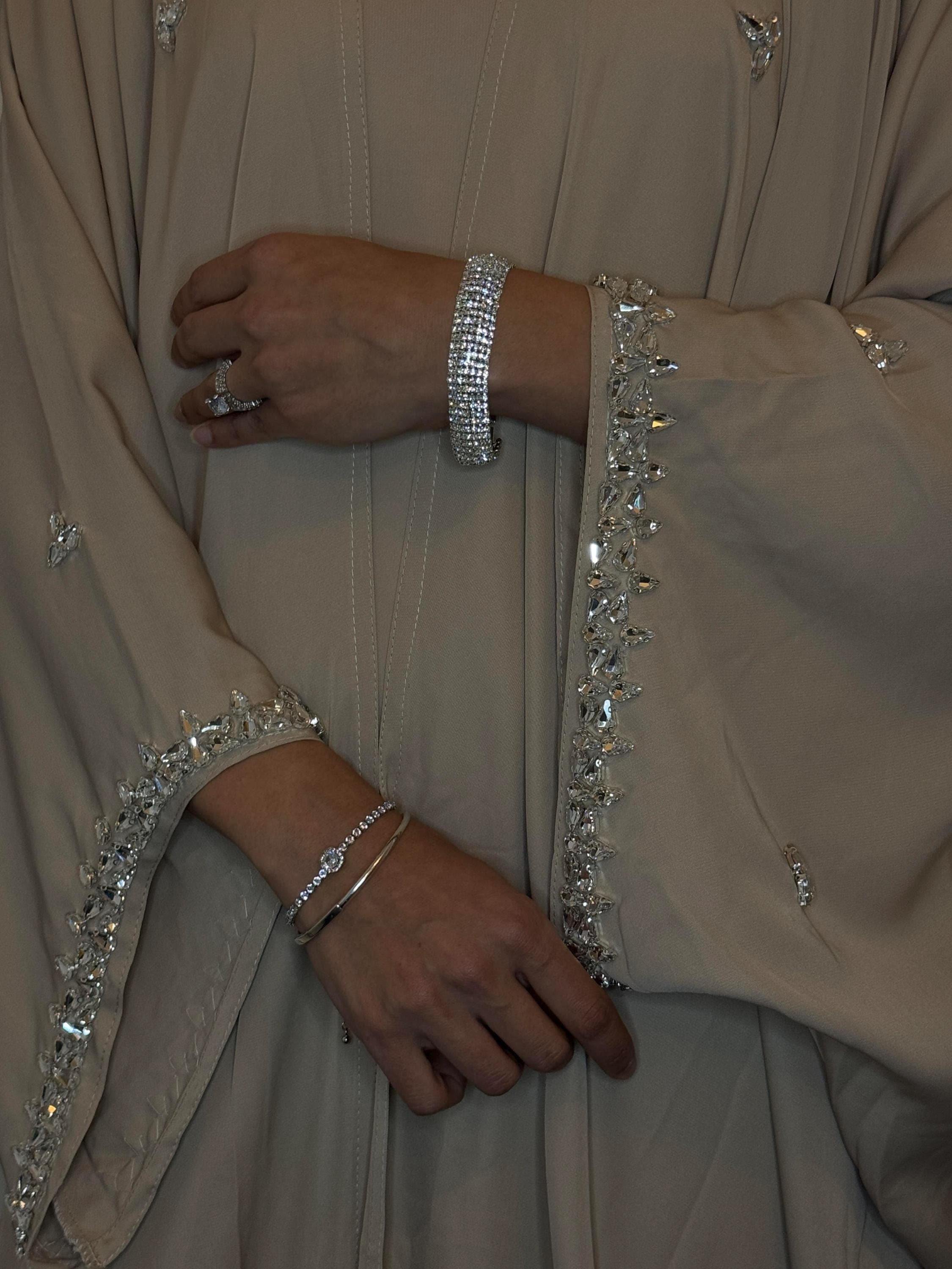 PureAbayas Iqra Abaya - Handcrafted Open Butterfly Heavy Embellished Jewels 4, Eid Outfit - image 4