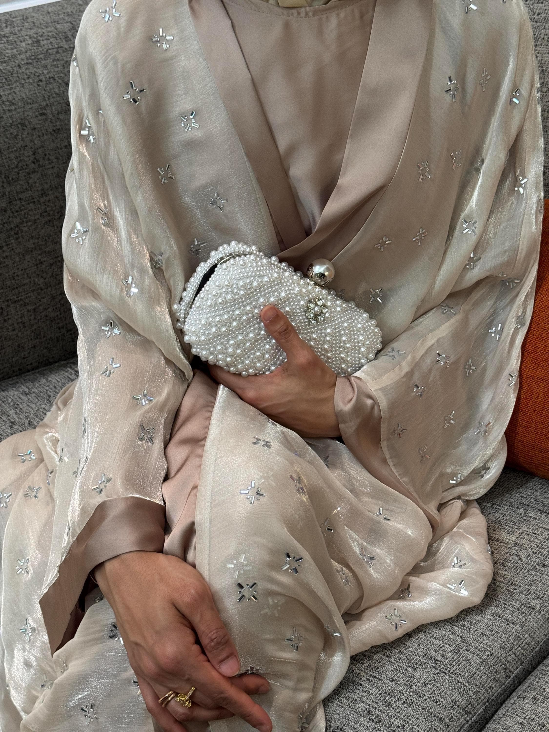 PureAbayas Aleena Abaya - Handcrafted Organza Silk Open Butterfly Abaya Heavy, Eid outfit - image 3