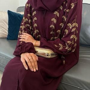Yusra Luxury Handcrafted Open Abaya Set | Premium Embellished Modest Wear for Weddings, Eid, and Parties - image 3