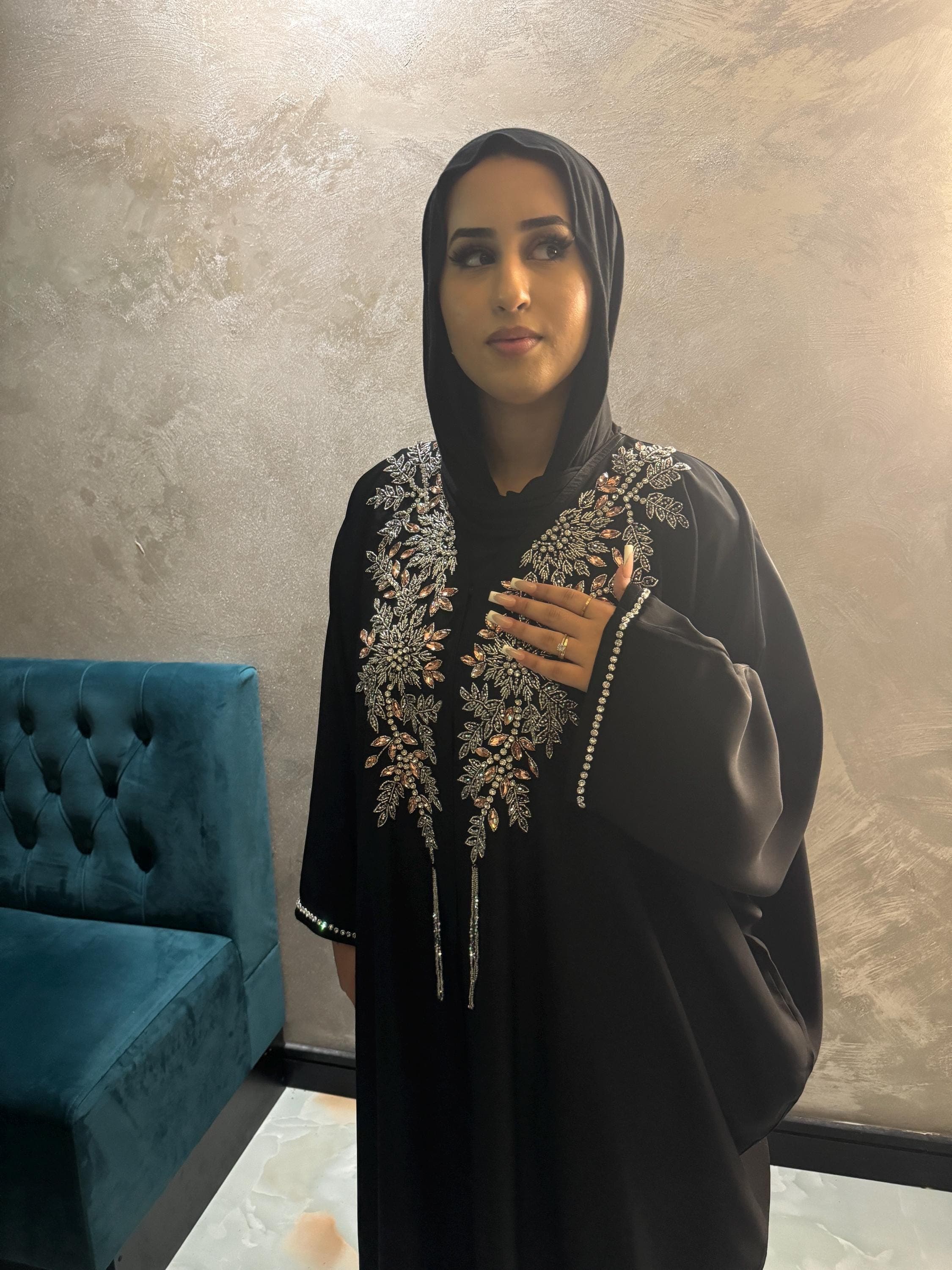 Luxury Princess Handbeaded Open Abaya with Buttons- butterfly abaya-batwing abaya-party abaya- wedding abaya-designer abaya - image 5