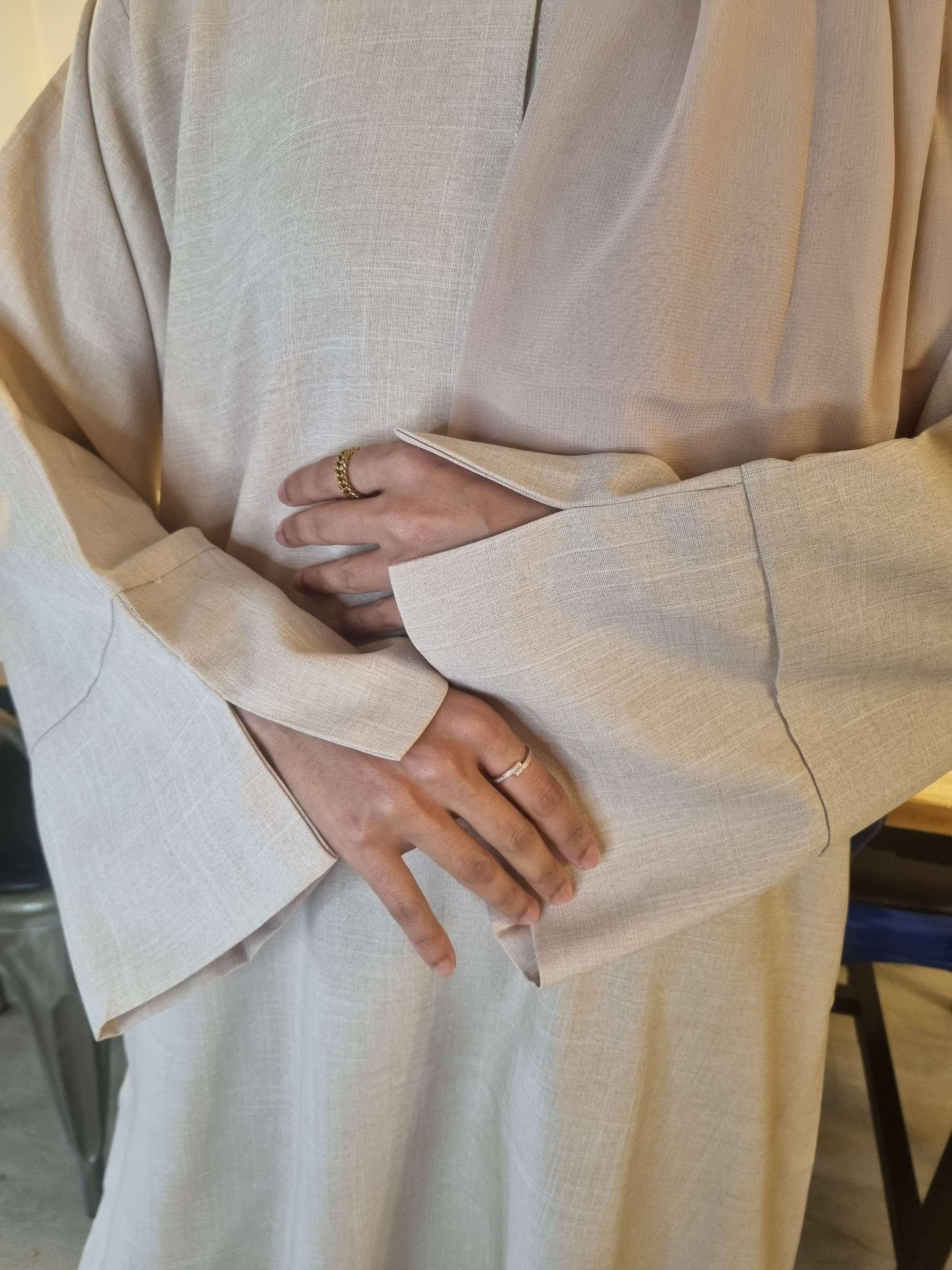 Linen Blend Abaya with Pockets & Matching Scarf - Comfortable Stylish, Machine Washable - Made in UAE - image 5