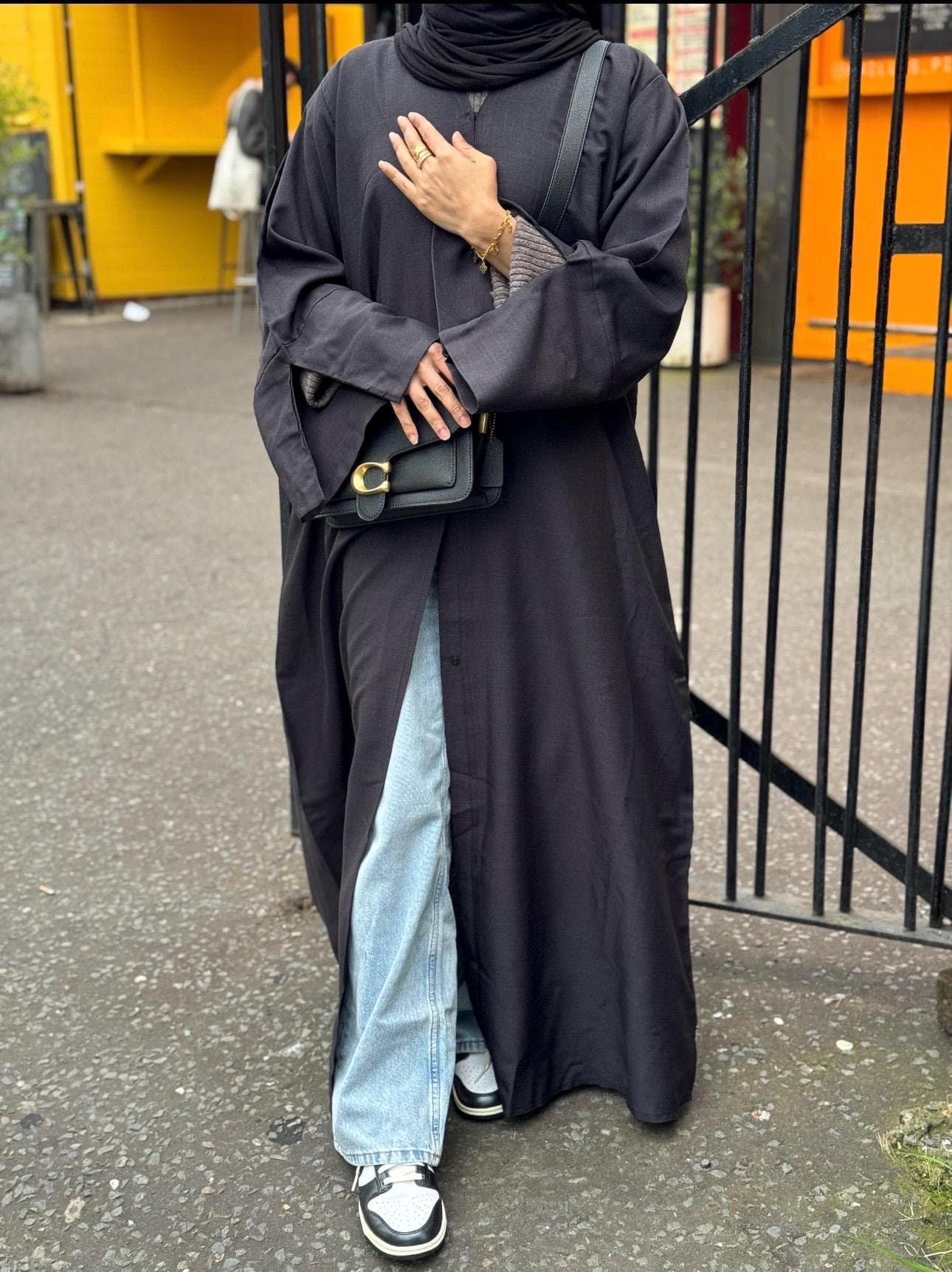 Linen Open Abaya with Buttons- open abaya- linen abaya- summer abaya- black abaya- coat abaya- jacket abaya - image 3