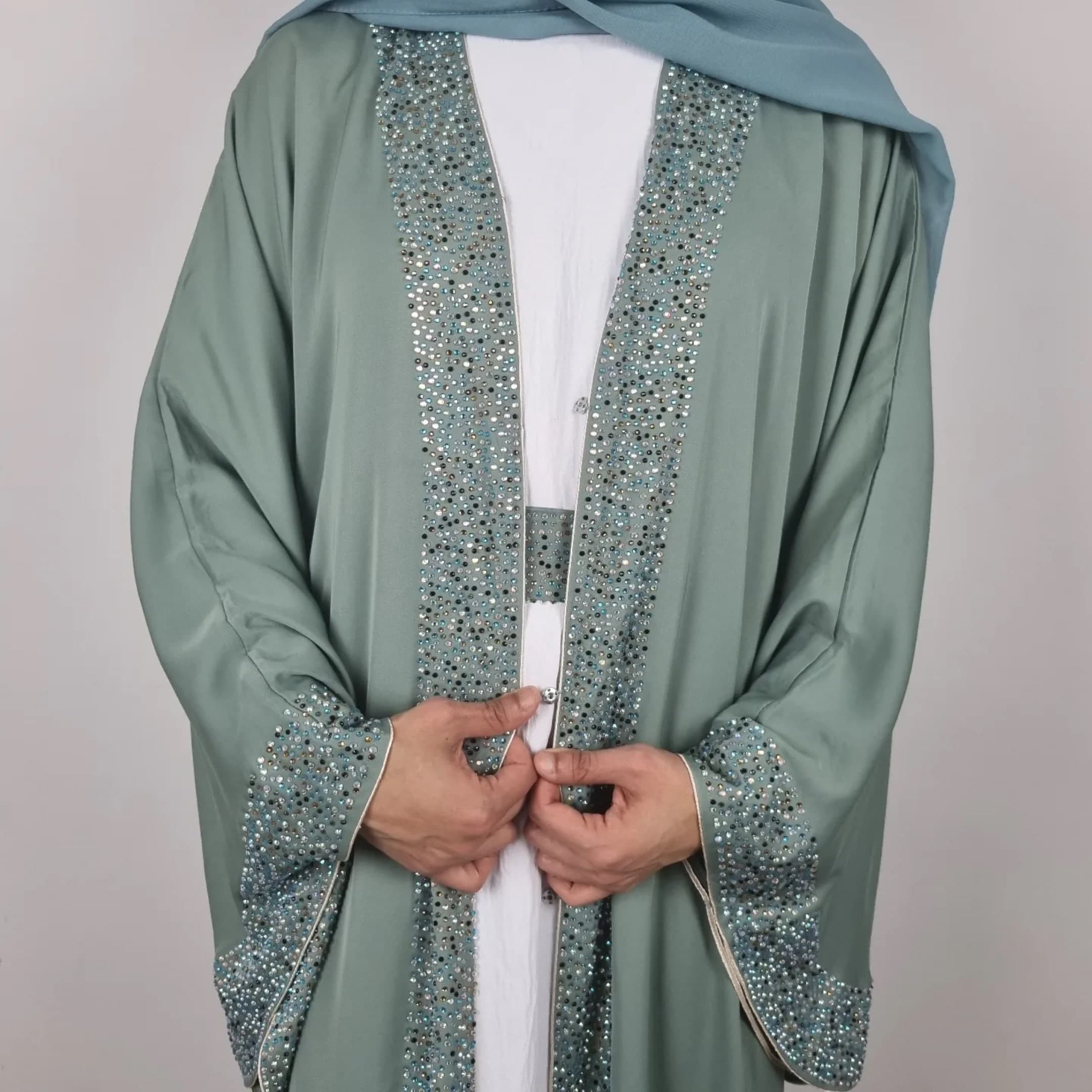 Luxury Bridesmaid Abaya Set with Elegant Dubai Design - Wedding Jilbab Kaftan Moroccan Dress - image 4
