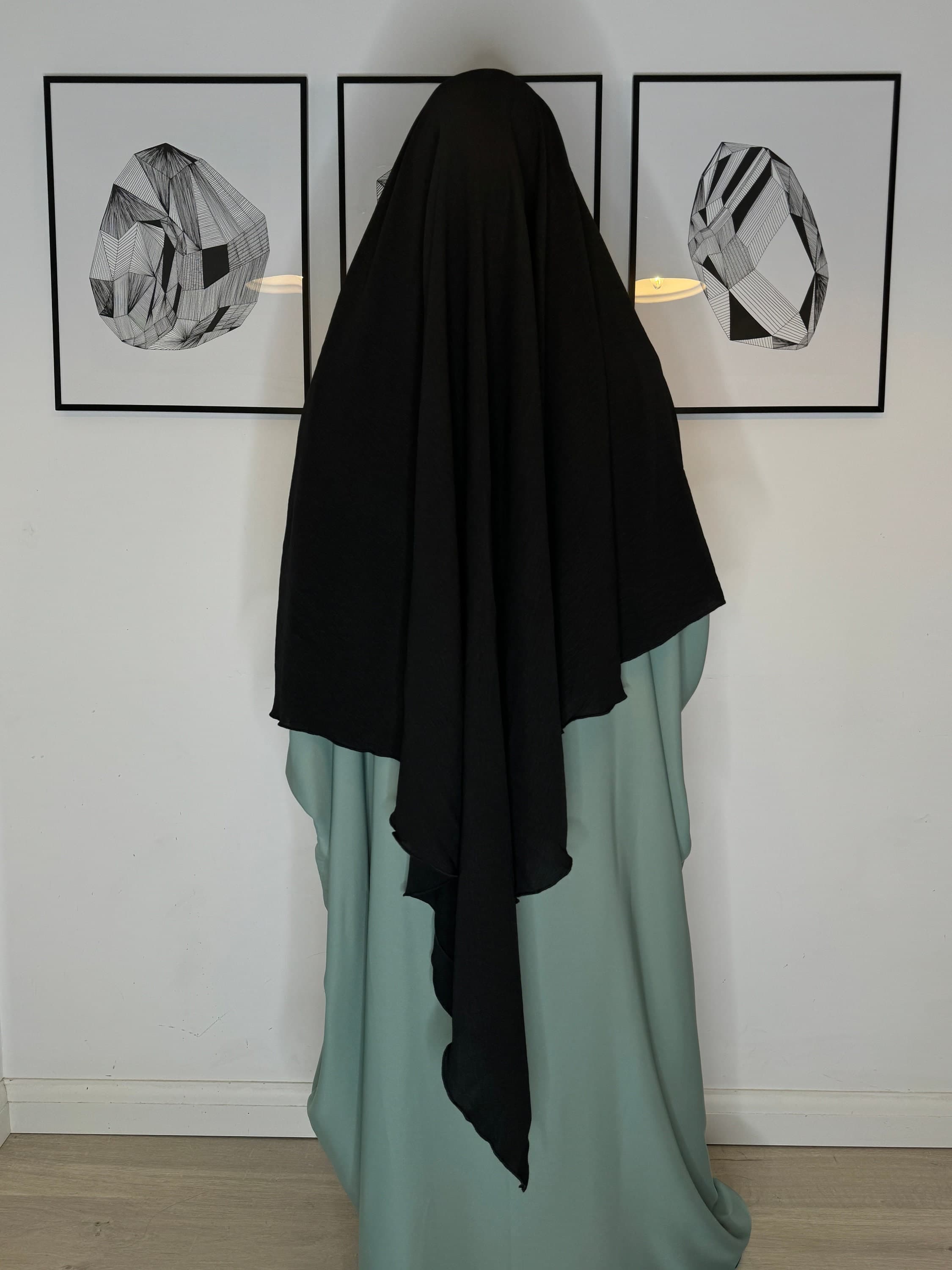 premium Quality Arabian Khimar plus Niqab 2 in 1 wide long Khimar, luxury Crepe Khimar Niqab for hot weather - image 4