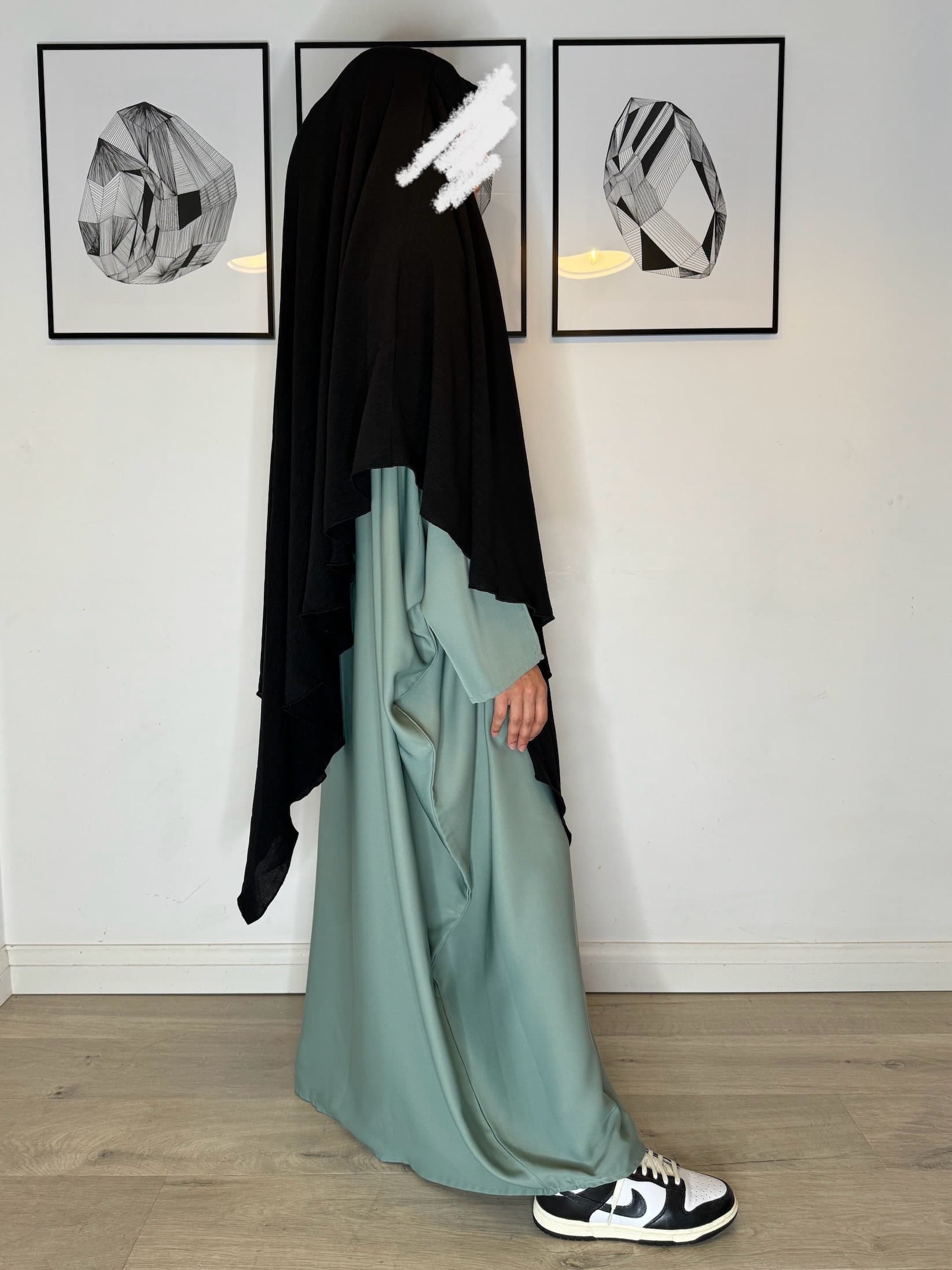 premium Quality Arabian Khimar plus Niqab 2 in 1 wide long Khimar, luxury Crepe Khimar Niqab for hot weather
