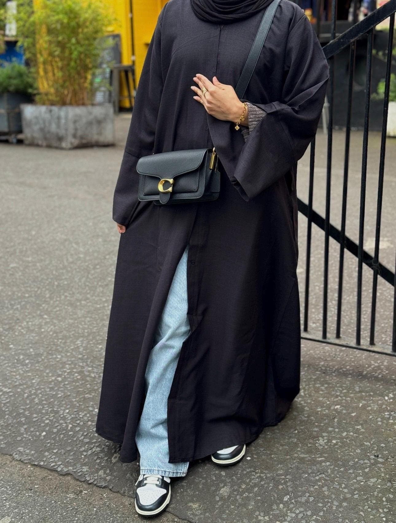 Linen Open Abaya with Buttons- open abaya- linen abaya- summer abaya- black abaya- coat abaya- jacket abaya - image 5