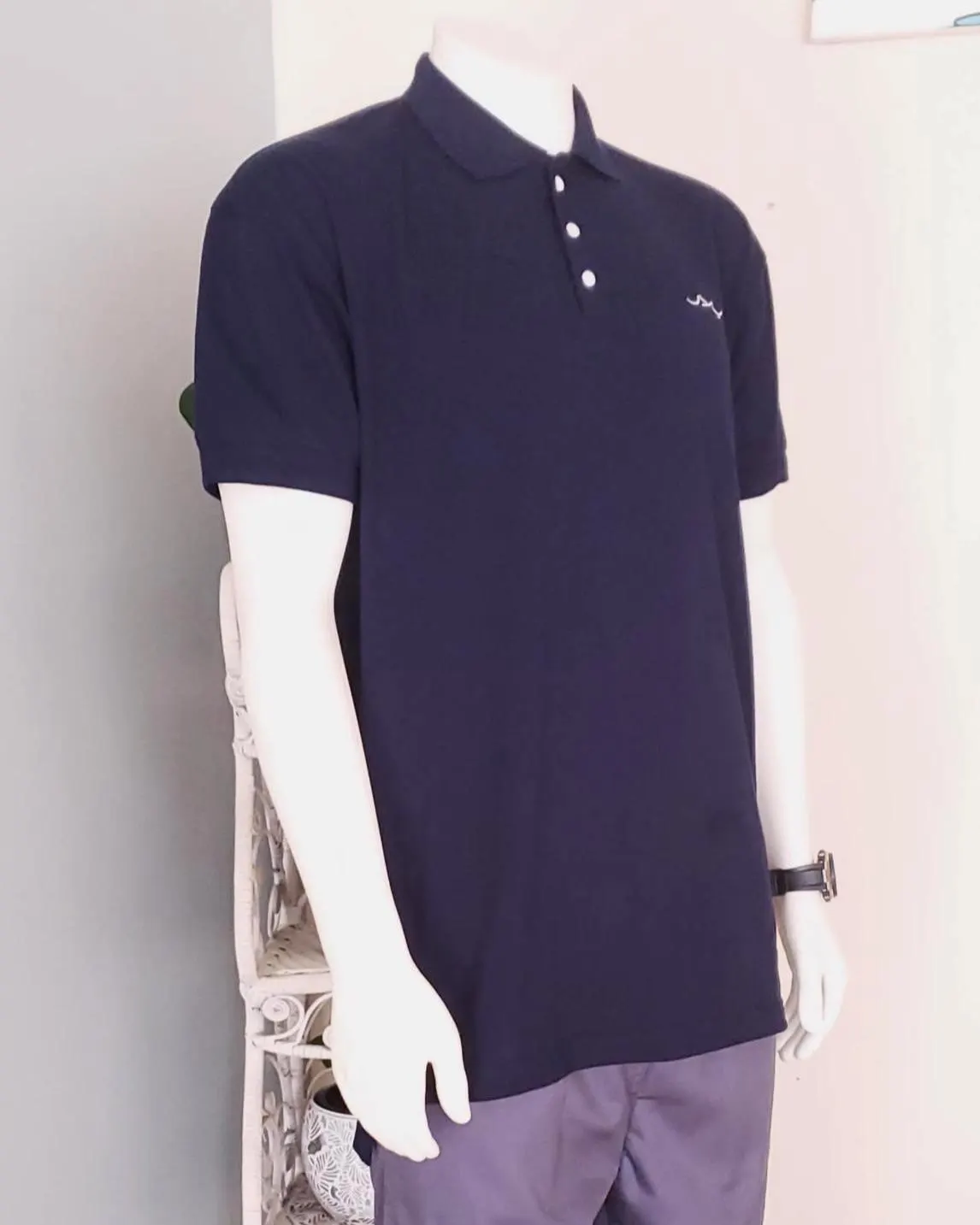 100% Cotton Mens Polo Shirt Oversized/Long Line Breathable Top Suitable For Prayer Adult & Youth Size S, M, L, XL, 2XL Navy Blue - Bilaal